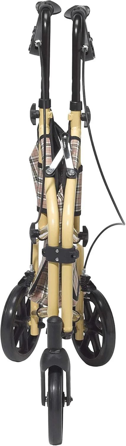 رولیتور واکر چرخ دار درایو مدیکال مدل Winnie Lite Supreme، طرح چهارخانه قهوه ای