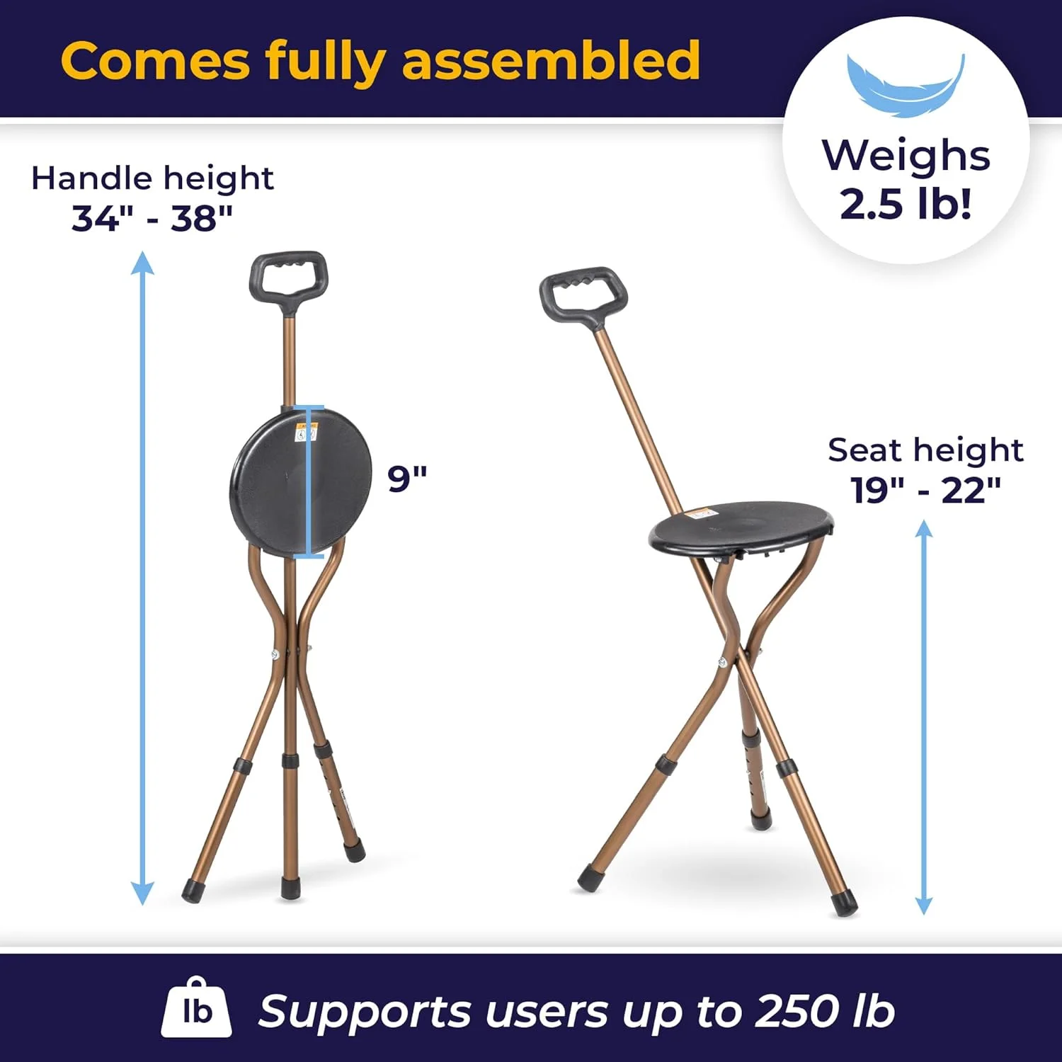 عصای تاشو صندلی دار درایو مدیکال