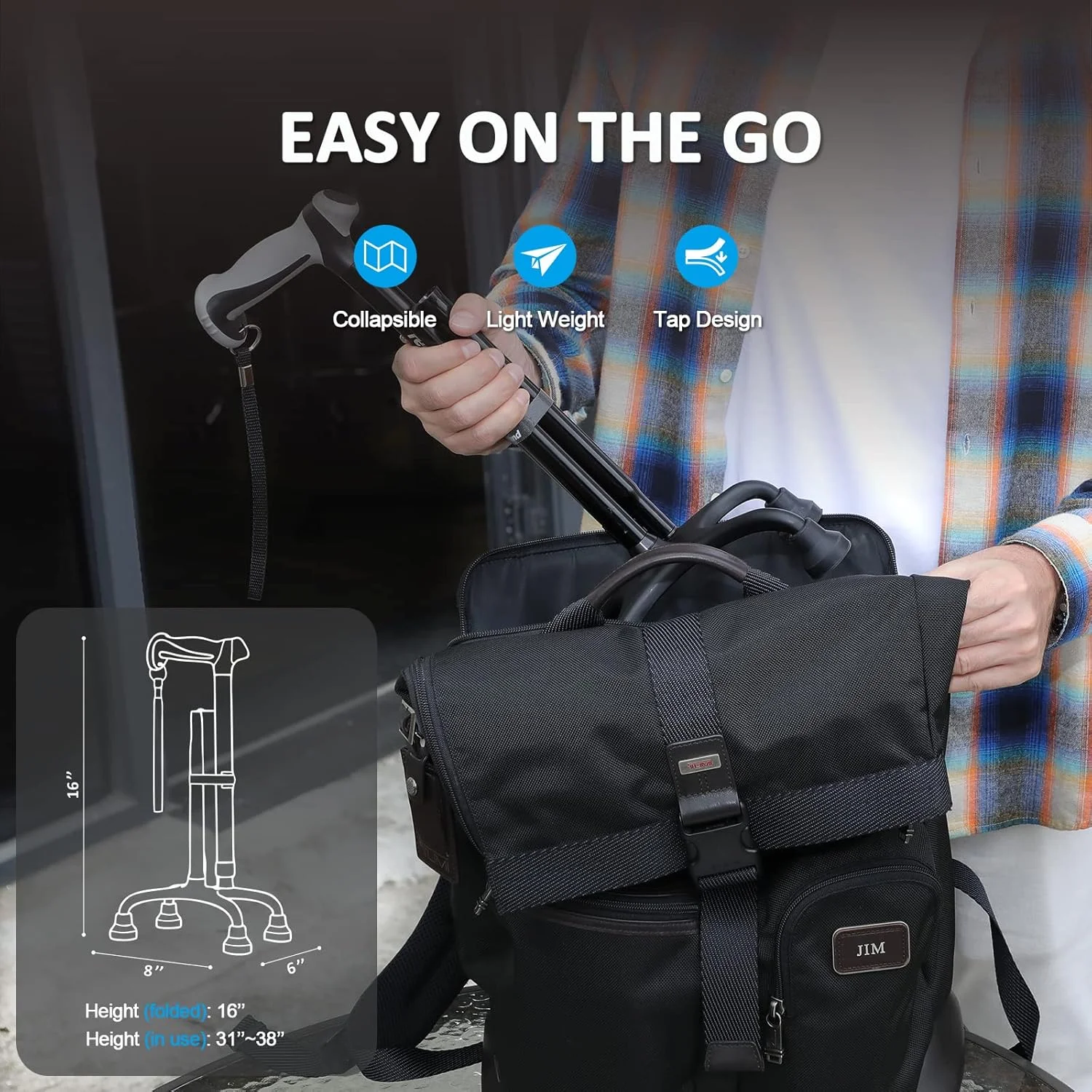 عصای چهارپایه Rehand، عصای پیاده روی با دسته ارگونومیک و پایه 4 شاخه ظریف برای ثبات بیشتر، عصای پیاده روی قابل تنظیم برای افراد راست دست یا چپ دست، مردان، زنان و سالمندان عصای چهارپایه Rehand، عصای پیاده روی با دسته ارگونومیک و پایه 4 شاخه ظریف برای ثبات بیشتر، عصای پیاده روی قابل تنظیم برای افراد راست دست یا چپ دست، مردان، زنان و سالمندان