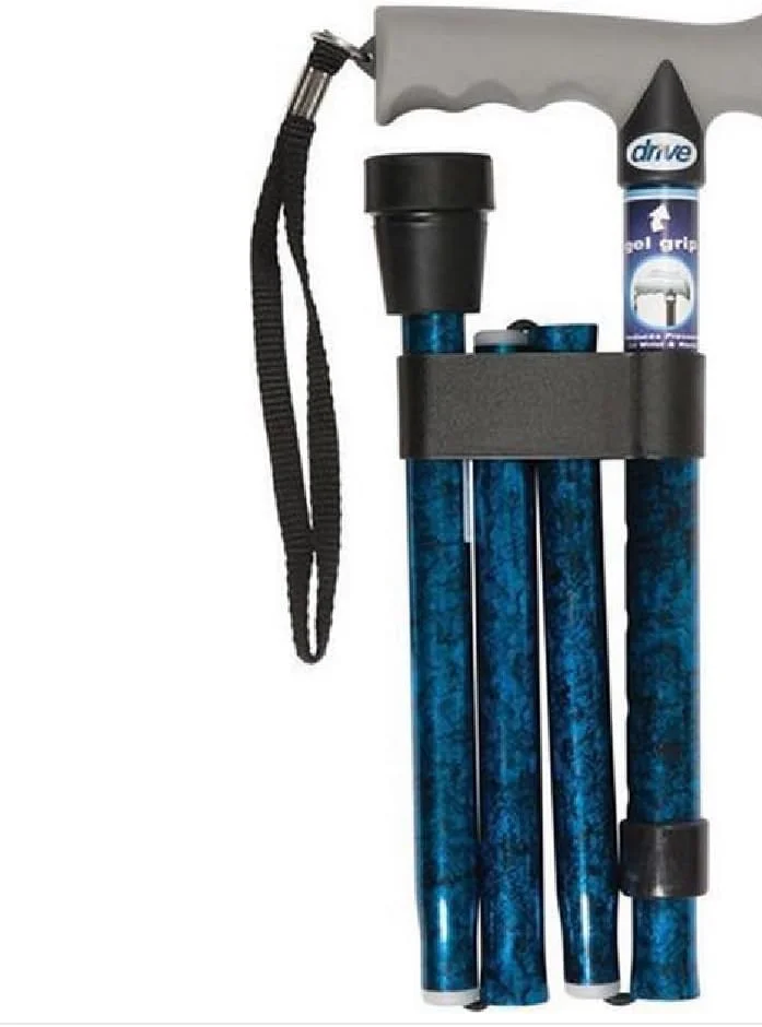 عصای پیاده روی تاشو با دسته ژله ای درایو مدیکال، شفت آبی ترک دار عصای پیاده روی تاشو با دسته ژله ای درایو مدیکال، شفت آبی ترک دار
