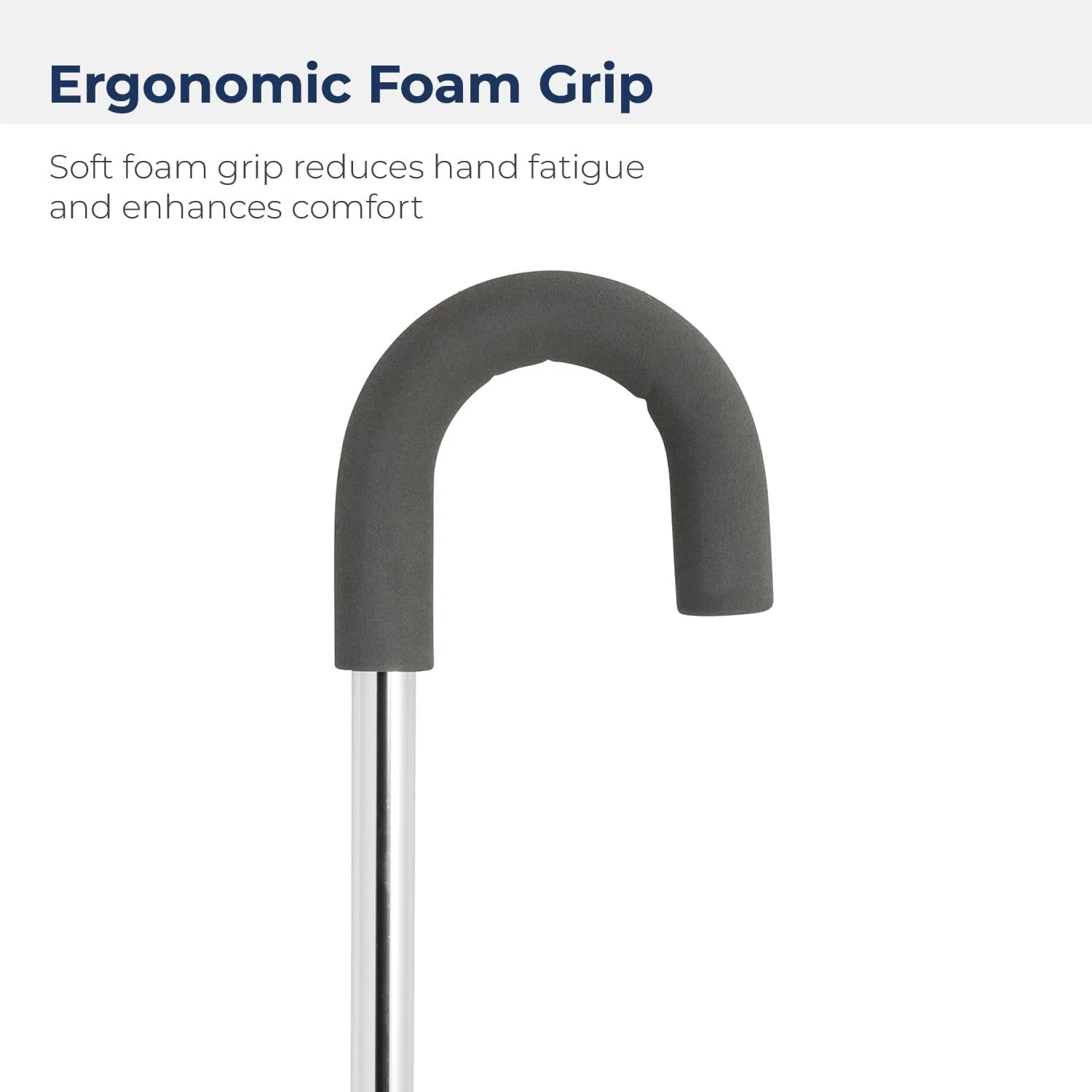 عصای پیاده روی آلومینیومی با دسته گرد و روکش فوم درایو مدیکال، نقره ای عصای پیاده روی آلومینیومی با دسته گرد و روکش فوم درایو مدیکال، نقره ای