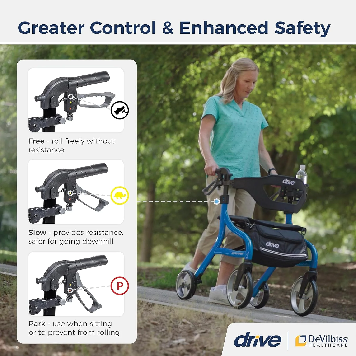 رولیتور واکر تاشو Drive Medical Nitro Sprint با صندلی، رولیتور سبک وزن با ارتفاع استاندارد و چرخ های بزرگ، واکر چرخ دار تاشو، رولیتور واکر با صندلی، آبی رولیتور واکر تاشو Drive Medical Nitro Sprint با صندلی، رولیتور سبک وزن با ارتفاع استاندارد و چرخ های بزرگ، واکر چرخ دار تاشو، رولیتور واکر با صندلی، آبی