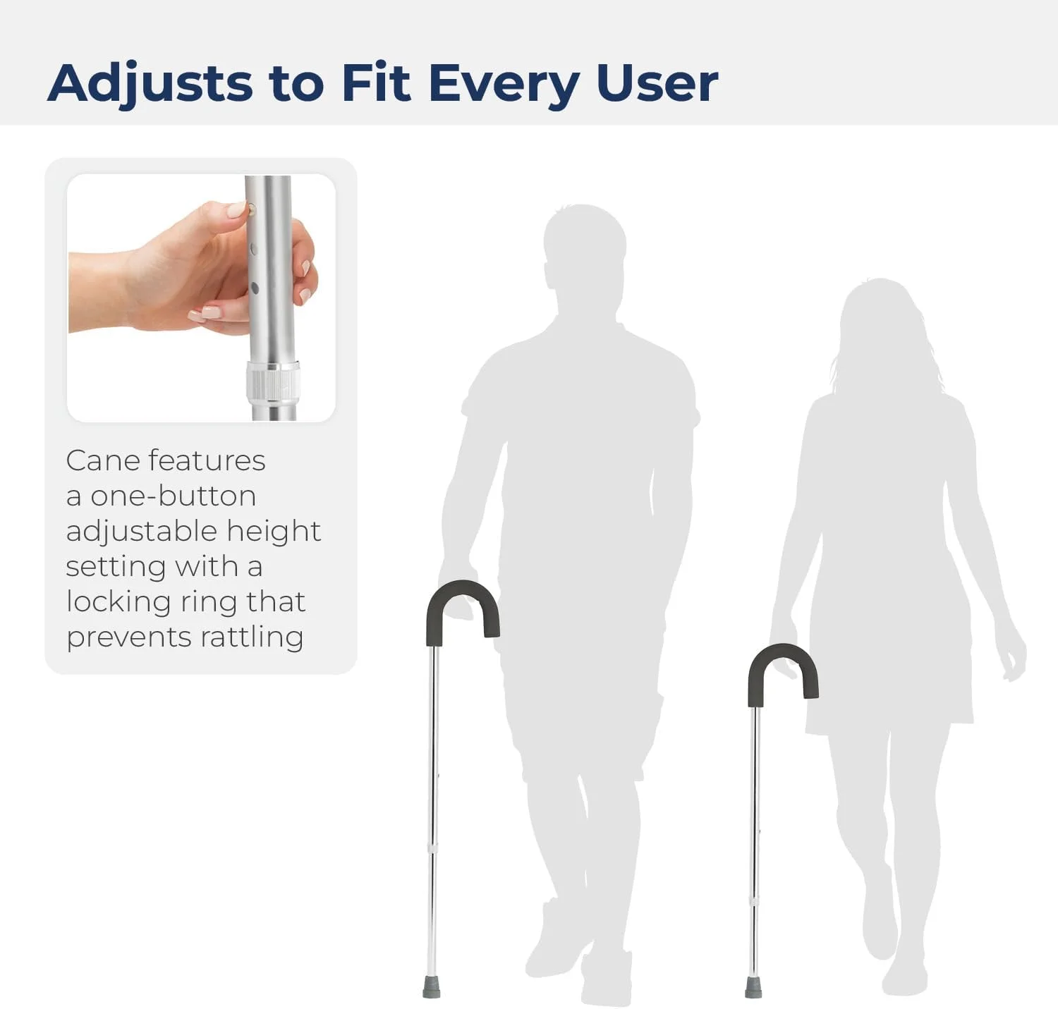 عصای پیاده روی آلومینیومی با دسته گرد و روکش فوم درایو مدیکال، نقره ای عصای پیاده روی آلومینیومی با دسته گرد و روکش فوم درایو مدیکال، نقره ای