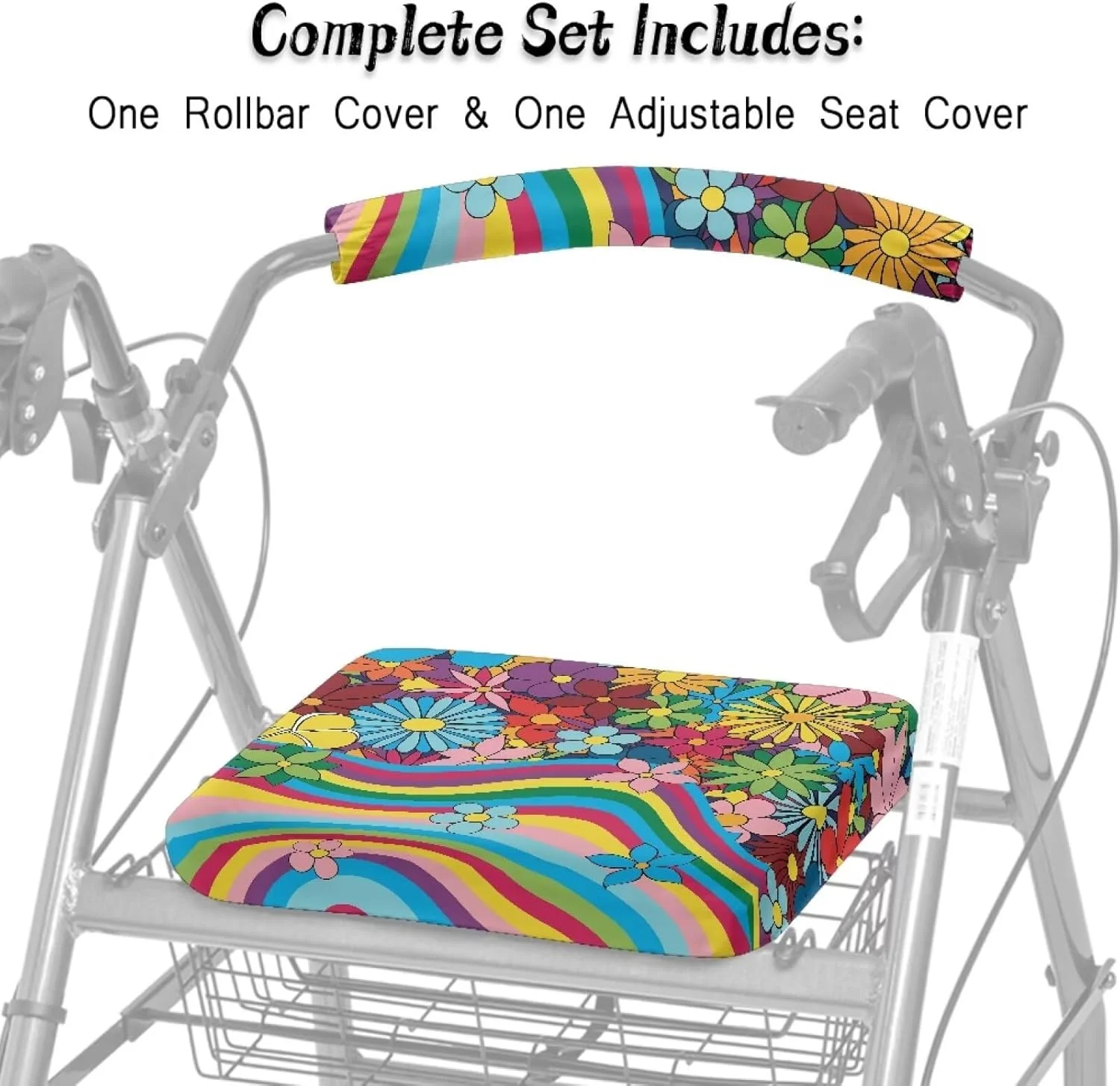 روکش صندلی و پشتی واکر طرح گل هیپی HUISEFOR، مناسب برای واکرهای سالمندان، روکش صندلی و پشتی واکر یونیورسال، روکش ضد گرد و غبار روکش صندلی و پشتی واکر طرح گل هیپی HUISEFOR، مناسب برای واکرهای سالمندان، روکش صندلی و پشتی واکر یونیورسال، روکش ضد گرد و غبار