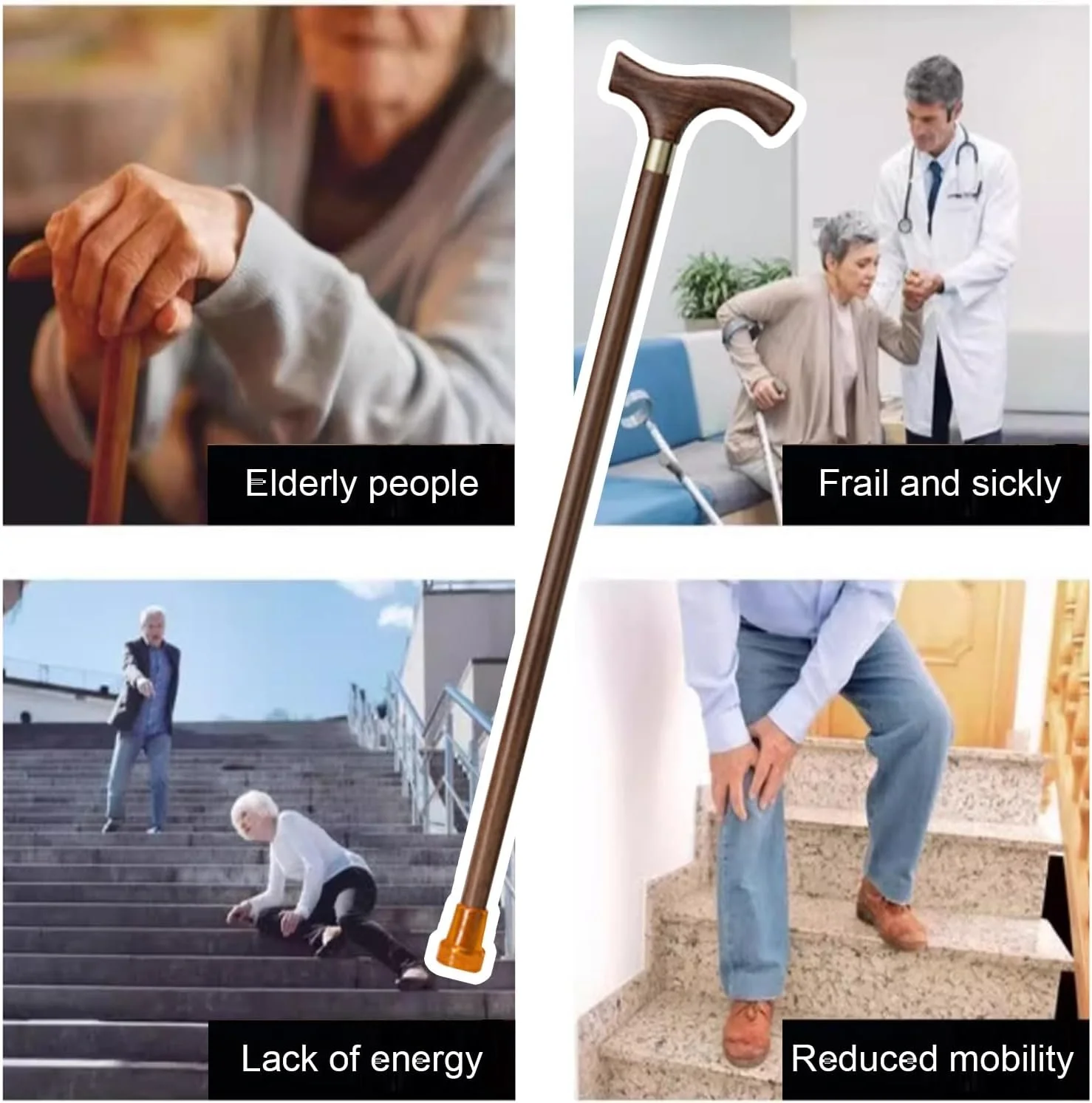 عصای پیاده روی برای مردان و زنان، عصای چوبی دست ساز با یقه و دسته ارگونومیک، عصای پیاده روی ضد لغزش کمک حرکتی برای سالمندان عصای پیاده روی برای مردان و زنان، عصای چوبی دست ساز با یقه و دسته ارگونومیک، عصای پیاده روی ضد لغزش کمک حرکتی برای سالمندان
