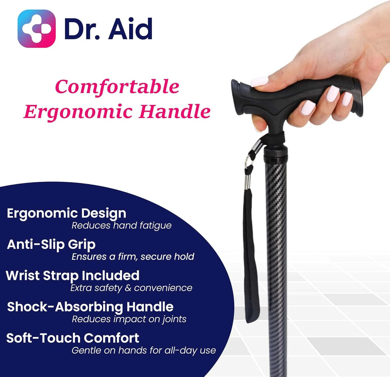 عصای سه پایه پیاده روی Dr. Aid برای آقایان و بانوان - تاشو، قابل تنظیم و جمع شدنی، عصای پیاده روی سنگین برای سالمندان - عصای فیبر کربنی مشکی، تحمل وزن 180 کیلوگرم، عصای تعادلی برای بانوان و آقایان عصای سه پایه پیاده روی Dr. Aid برای آقایان و بانوان - تاشو، قابل تنظیم و جمع شدنی، عصای پیاده روی سنگین برای سالمندان - عصای فیبر کربنی مشکی، تحمل وزن 180 کیلوگرم، عصای تعادلی برای بانوان و آقایان