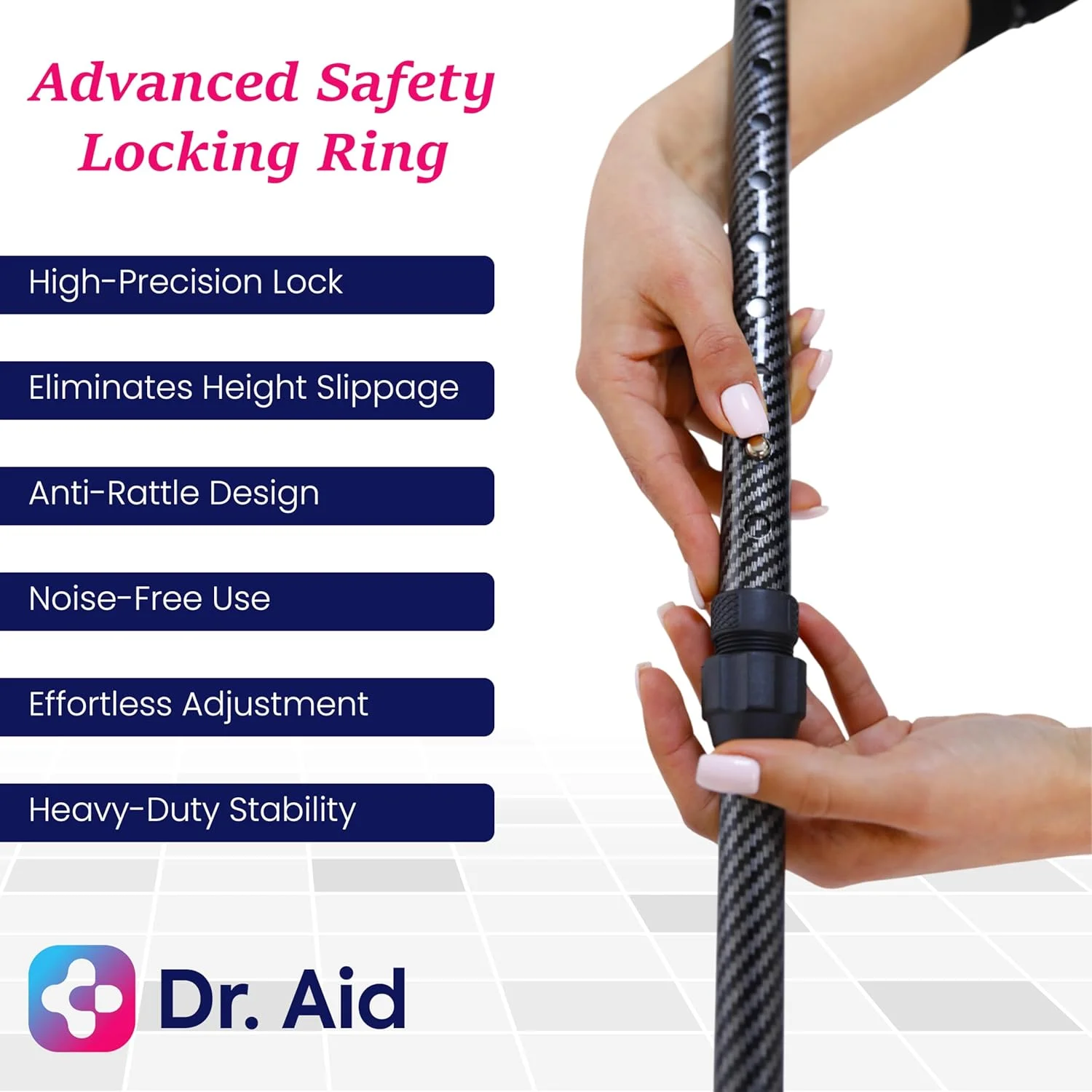 عصای سه پایه پیاده روی Dr. Aid برای آقایان و بانوان - تاشو، قابل تنظیم و جمع شدنی، عصای پیاده روی سنگین برای سالمندان - عصای فیبر کربنی مشکی، تحمل وزن 180 کیلوگرم، عصای تعادلی برای بانوان و آقایان عصای سه پایه پیاده روی Dr. Aid برای آقایان و بانوان - تاشو، قابل تنظیم و جمع شدنی، عصای پیاده روی سنگین برای سالمندان - عصای فیبر کربنی مشکی، تحمل وزن 180 کیلوگرم، عصای تعادلی برای بانوان و آقایان