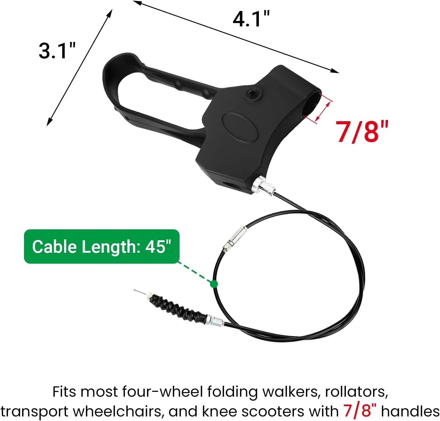 دسته ترمز رولیتور با مجموعه کابل 45 اینچی، جایگزینی برای واکر چرخدار، ویلچر حمل و نقل، اسکوتر زانو متحرک، لوازم جانبی افراد ناتوان و سالمند دسته ترمز رولیتور با مجموعه کابل 45 اینچی، جایگزینی برای واکر چرخدار، ویلچر حمل و نقل، اسکوتر زانو متحرک، لوازم جانبی افراد ناتوان و سالمند