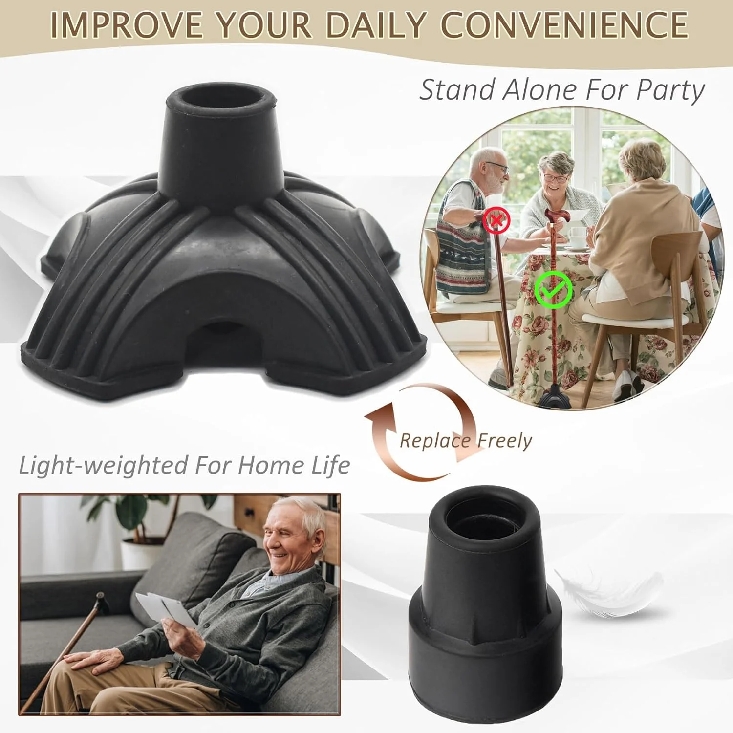 مجموعه 4 عددی نوک عصا DORANMI در سایزهای 1/2، 3/4 و 7/8 اینچ، جایگزین نوک عصای چهار پایه ضد لغزش از جنس لاستیک مشکی، پایه عصای مقاوم، پایه ضد لغزش برای عصا جهت پایداری مجموعه 4 عددی نوک عصا DORANMI در سایزهای 1/2، 3/4 و 7/8 اینچ، جایگزین نوک عصای چهار پایه ضد لغزش از جنس لاستیک مشکی، پایه عصای مقاوم، پایه ضد لغزش برای عصا جهت پایداری