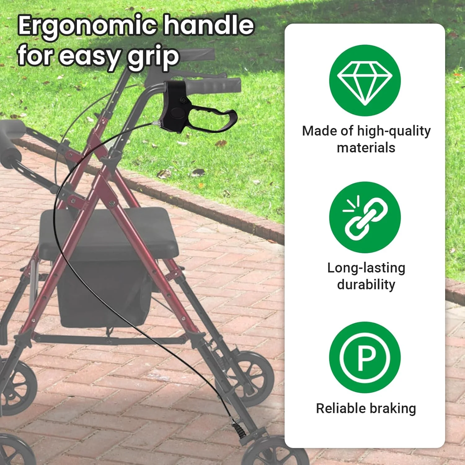 دسته ترمز رولیتور با مجموعه کابل 45 اینچی، جایگزینی برای واکر چرخدار، ویلچر حمل و نقل، اسکوتر زانو متحرک، لوازم جانبی افراد ناتوان و سالمند دسته ترمز رولیتور با مجموعه کابل 45 اینچی، جایگزینی برای واکر چرخدار، ویلچر حمل و نقل، اسکوتر زانو متحرک، لوازم جانبی افراد ناتوان و سالمند