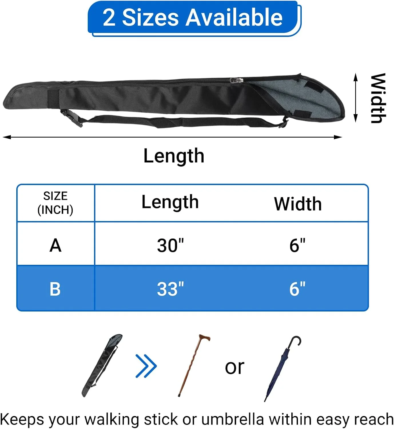 نگهدارنده عصا CHOYTONG برای اسکوتر، ویلچر برقی و صندلی چرخدار - کیف حمل عصا و چتر جهانی، لوازم جانبی کمک حرکتی برای نگهداری عصا، چوب زیر بغل، چتر (طول 33 اینچ) نگهدارنده عصا CHOYTONG برای اسکوتر، ویلچر برقی و صندلی چرخدار - کیف حمل عصا و چتر جهانی، لوازم جانبی کمک حرکتی برای نگهداری عصا، چوب زیر بغل، چتر (طول 33 اینچ)