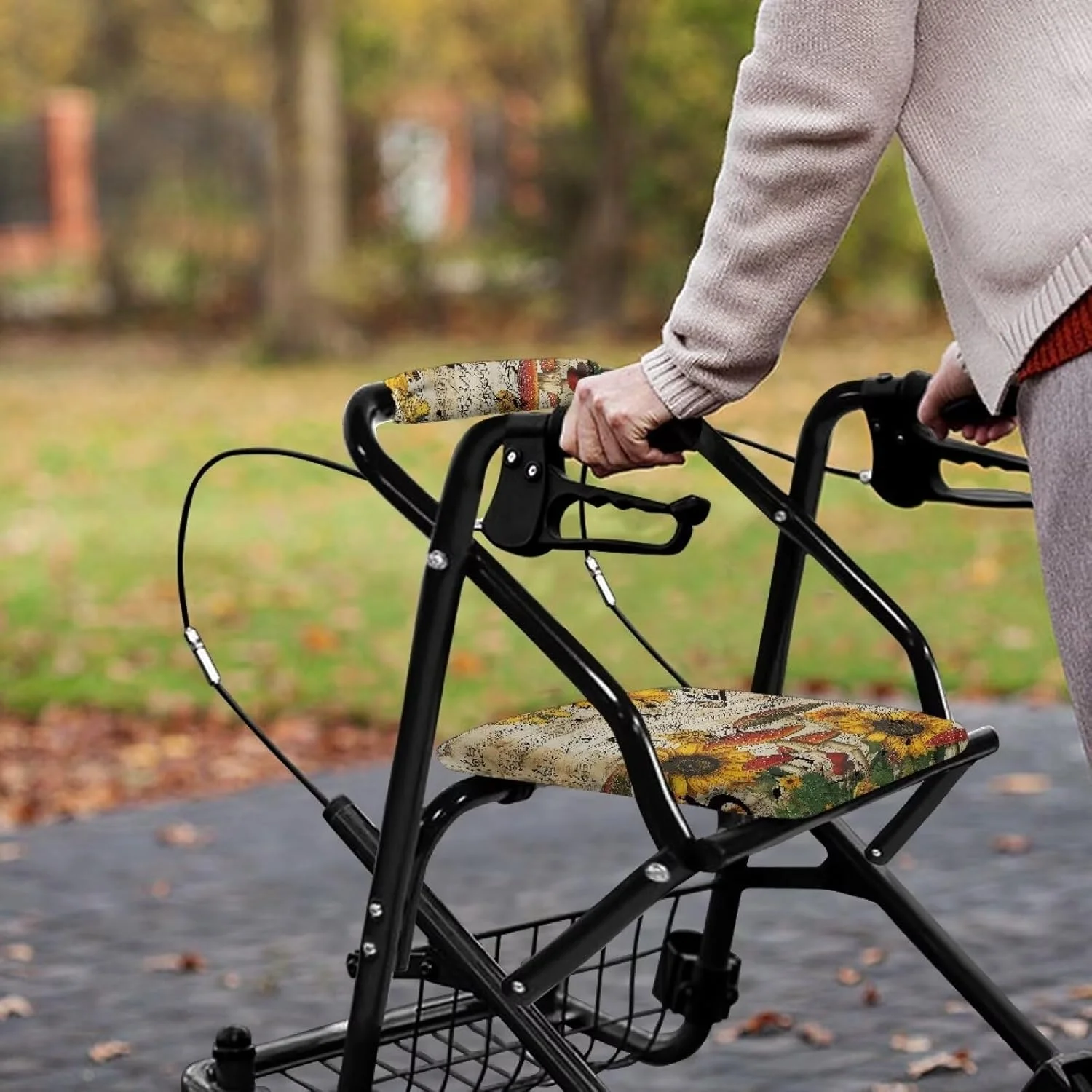 ست روکش صندلی و پشتی رولیتور رنلیگ طرح پاییزی، دکور پاییزی، لوازم جانبی رولیتور قابل شستشو برای واکر، طرح آفتابگردان، قارچ و نت موسیقی ست روکش صندلی و پشتی رولیتور رنلیگ طرح پاییزی، دکور پاییزی، لوازم جانبی رولیتور قابل شستشو برای واکر، طرح آفتابگردان، قارچ و نت موسیقی