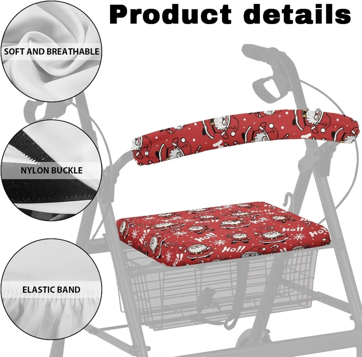 لوازم جانبی واکر کریسمس Rnyleeg برای واکر رولیتور یونیسکس، روکش صندلی و پشتی، طرح میله محافظ هو هو هو، بابانوئل قرمز، درخت کریسمس لوازم جانبی واکر کریسمس Rnyleeg برای واکر رولیتور یونیسکس، روکش صندلی و پشتی، طرح میله محافظ هو هو هو، بابانوئل قرمز، درخت کریسمس