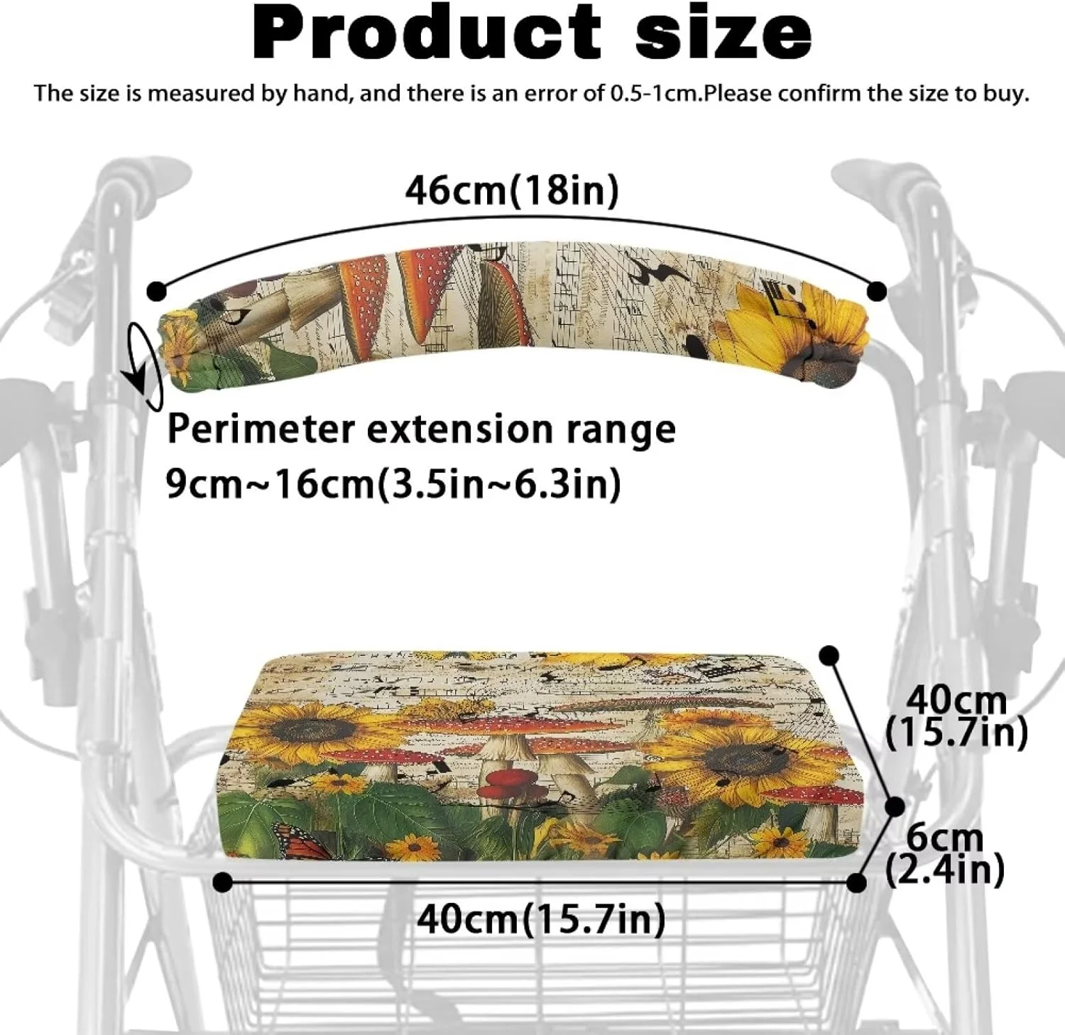 ست روکش صندلی و پشتی رولیتور رنلیگ طرح پاییزی، دکور پاییزی، لوازم جانبی رولیتور قابل شستشو برای واکر، طرح آفتابگردان، قارچ و نت موسیقی ست روکش صندلی و پشتی رولیتور رنلیگ طرح پاییزی، دکور پاییزی، لوازم جانبی رولیتور قابل شستشو برای واکر، طرح آفتابگردان، قارچ و نت موسیقی