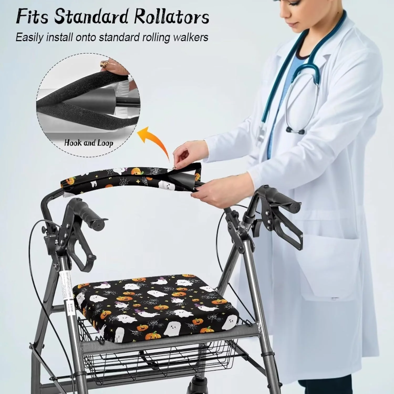 لوازم جانبی واکر رولیتور طرح کدو تنبل شبح هالووین Hechitok، روکش صندلی واکر برای بانوان، روکش میله غلتکی واکر زنانه برای سالمندان دارای روکش صندلی، هدیه برای سالمندان در زندگی کمکی لوازم جانبی واکر رولیتور طرح کدو تنبل شبح هالووین Hechitok، روکش صندلی واکر برای بانوان، روکش میله غلتکی واکر زنانه برای سالمندان دارای روکش صندلی، هدیه برای سالمندان در زندگی کمکی