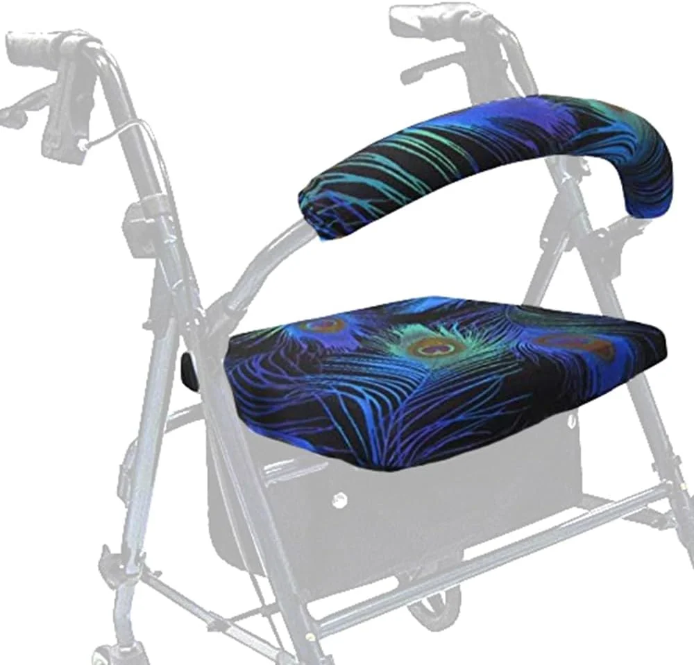 روکش صندلی و پشتی رولیتور Crutcheze ساخت آمریکا | لوازم جانبی مد روز - واکرهای صندلی دار برای سالمندان (طرح پر طاووس)