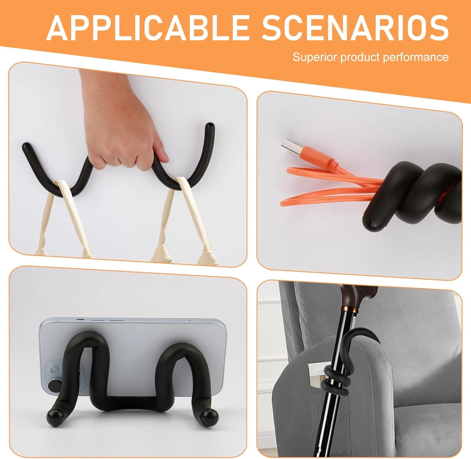 نگهدارنده عصا 2 عددی برای نگهداری آسان و ایمن عصا، جلوگیری از افتادن روی زمین، قابلیت چرخش 360 درجه، گیره های آویز عصا، لوازم جانبی برای ثابت کردن به صندلی، اسکوتر حرکتی، ویلچر در هر مکان