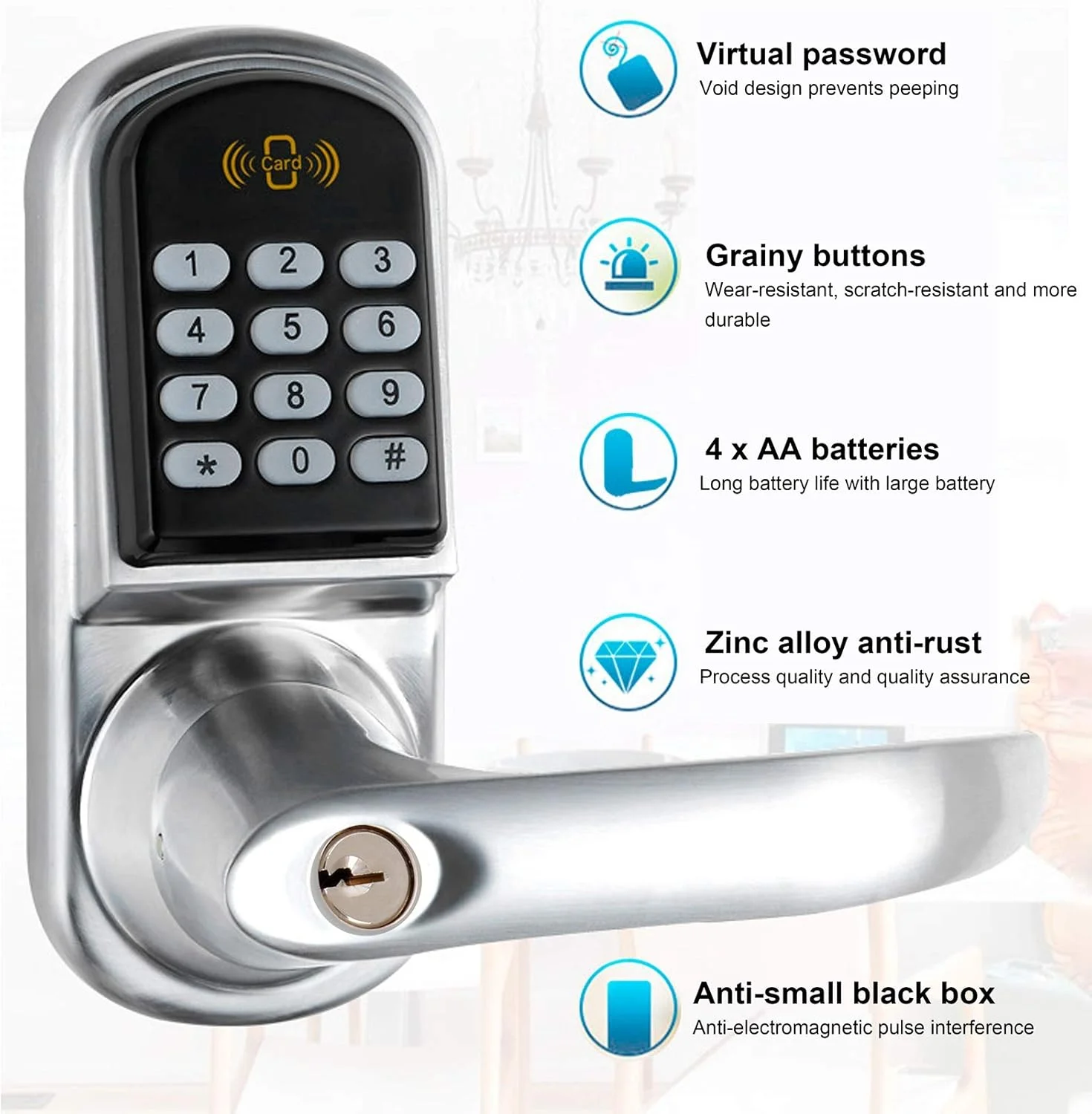 قفل درب هوشمند، قفل القایی الکترونیکی، سخت افزار درب رمز عبور باطل مناسب ضد دید زدن برای رستوران ها ساختمان های اداری درب های ضد سرقت Zeenyi