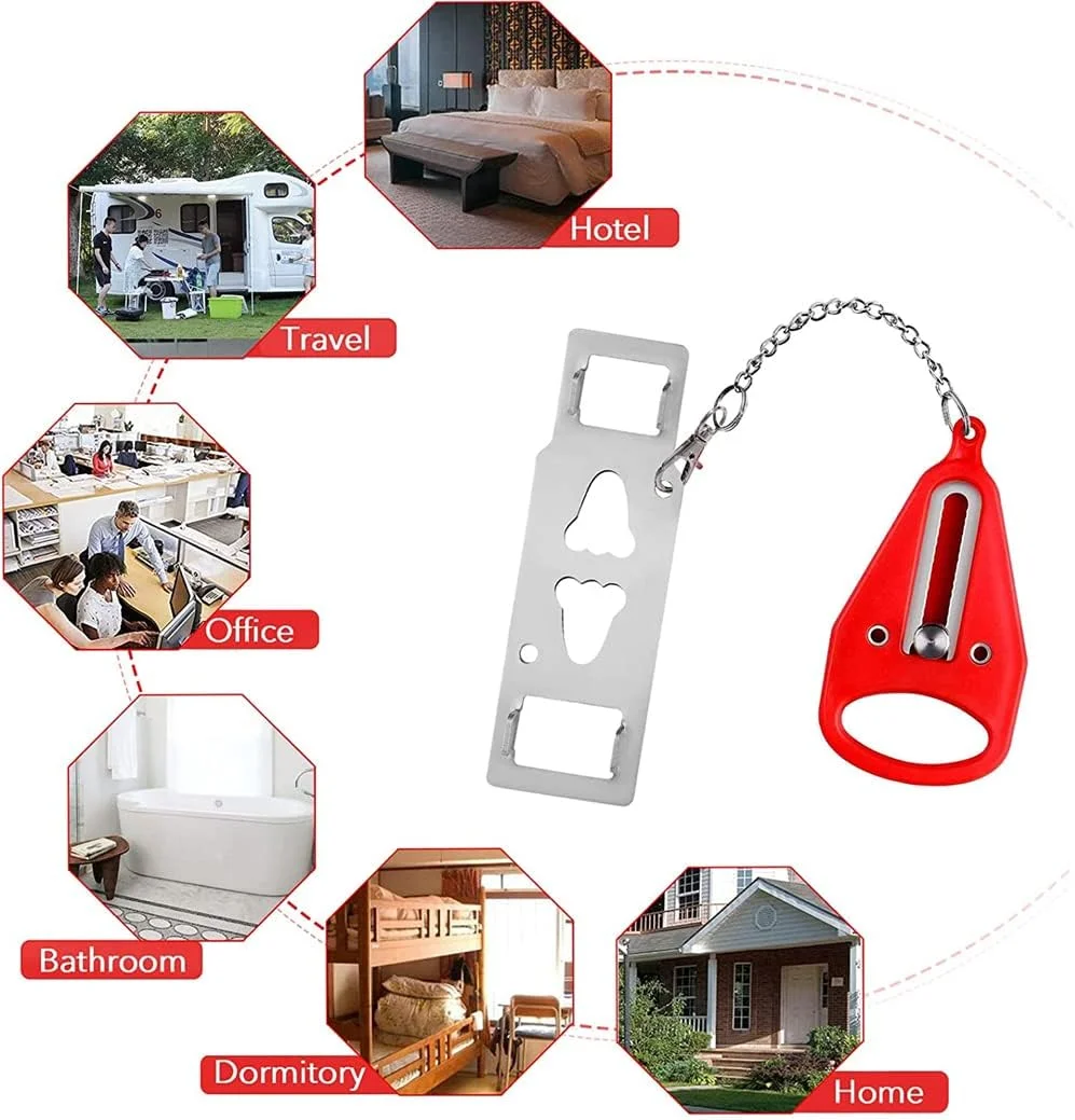 قفل درب قابل حمل ELECDON، بسته 2 عددی - قفل اضافی سنگین برای افزایش حریم خصوصی و ایمنی در هتل ها، آپارتمان ها، AirBNB، خوابگاه ها و مسافرت - جلوگیری از ورود غیرمجاز