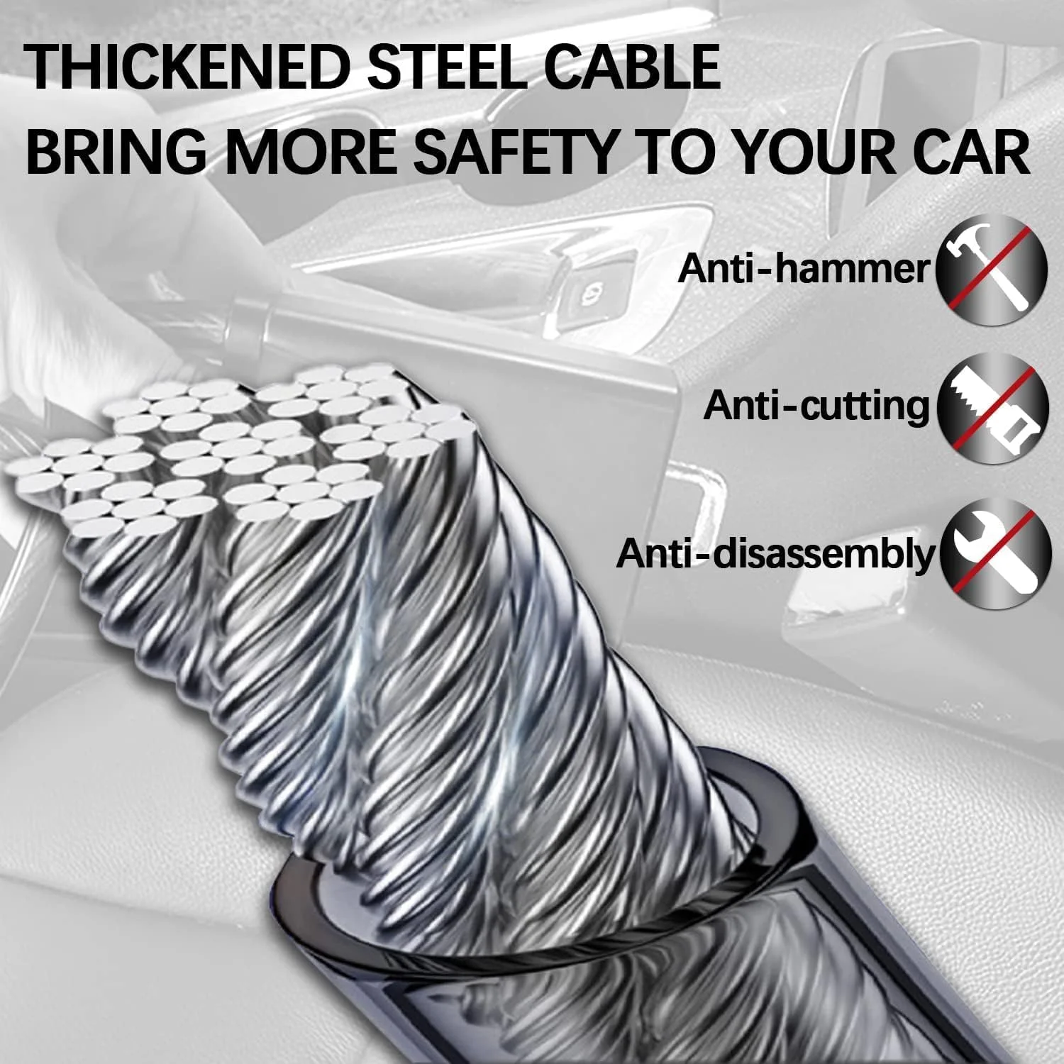 قفل فرمان Excefore، قفل کمربند ایمنی، دستگاه ضد سرقت جهانی خودرو، دستگاه جلوگیری از سرقت خودرو با 2 کلید مناسب برای اکثر وسایل نقلیه کامیون SUV ون (مشکی)