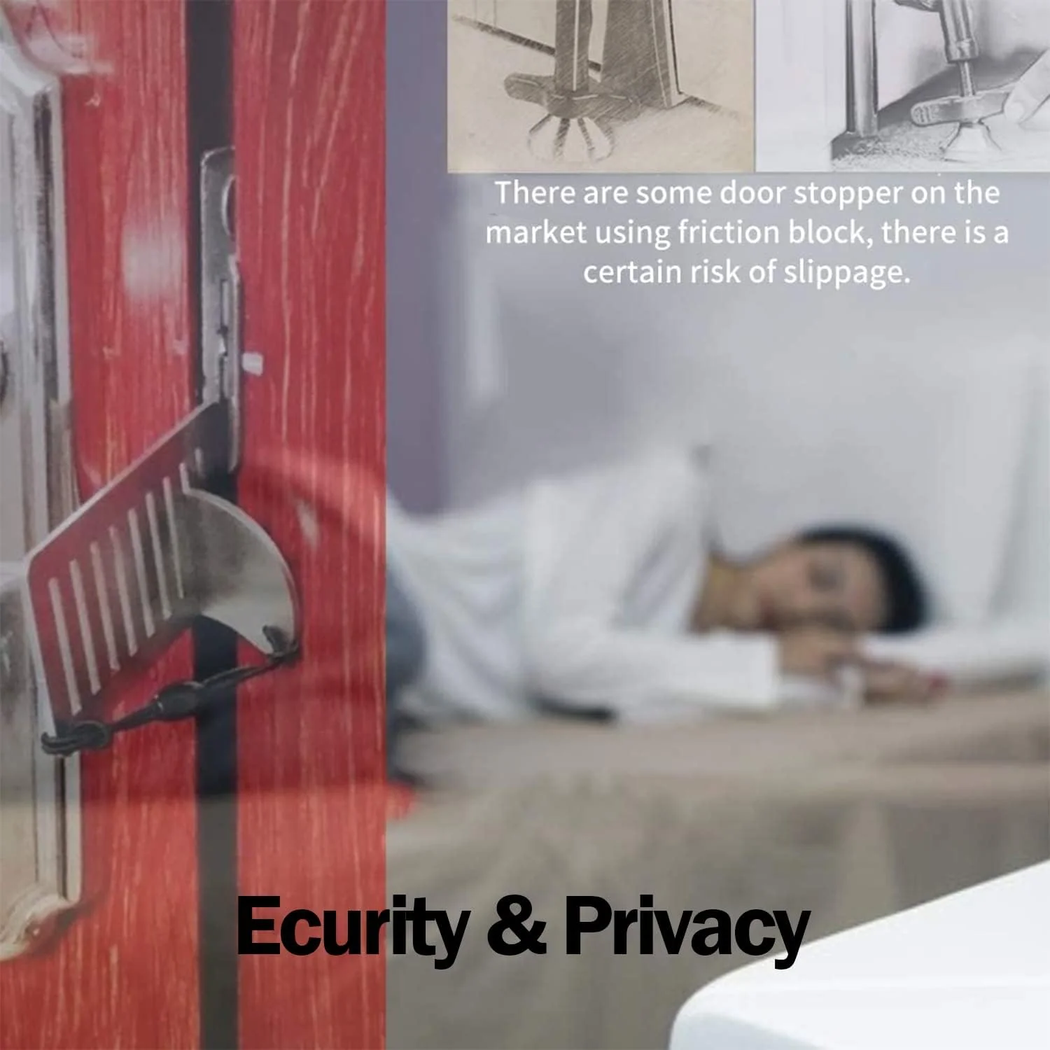 قفل درب قابل حمل Excefore، قفل مسافرتی بدون نیاز به پانچ، حریم خصوصی امنیتی، استاپر درب امنیتی قابل حمل، قفل درب مسافرتی استیل ضد زنگ برای امنیت سفر هتل خانه آپارتمان مدرسه