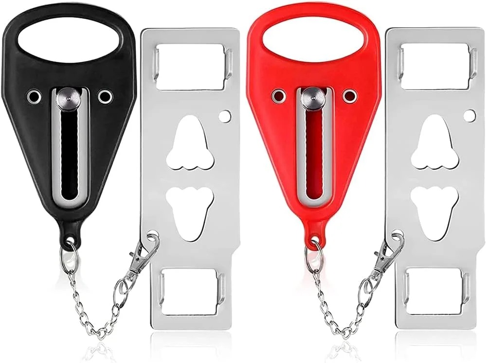 قفل درب قابل حمل ELECDON، بسته 2 عددی قفل اضافی درب سنگین و محکم ELECDON برای حریم خصوصی و ایمنی بیشتر، آپارتمان، و جلوگیری از ورود غیرمجاز در سفر، خانه، آپارتمان و مدرسه (A)