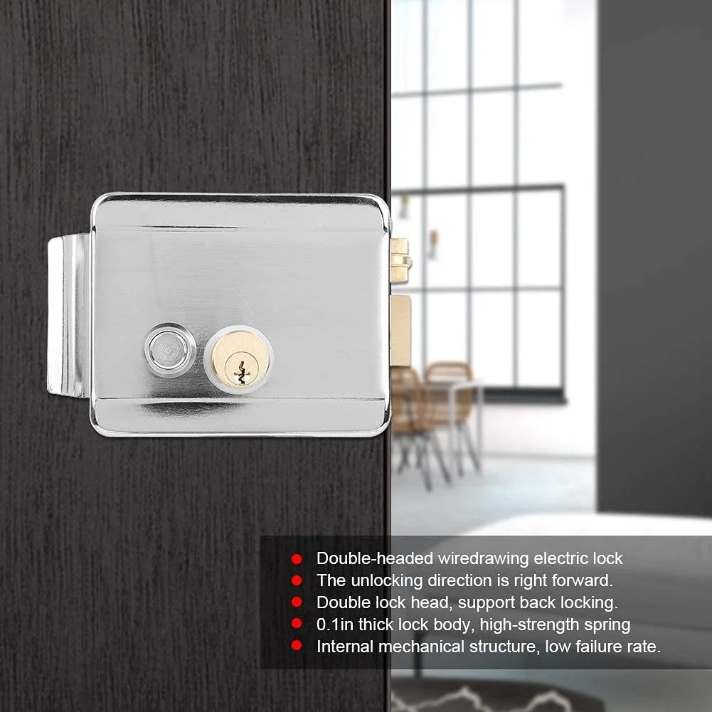 قفل برقی دو سر، 12 ولت راست بازشو، قفل درب ضد سرقت بادوام برای خانه ها، دروازه ها، کارخانه ها، انبارها، هتل ها
