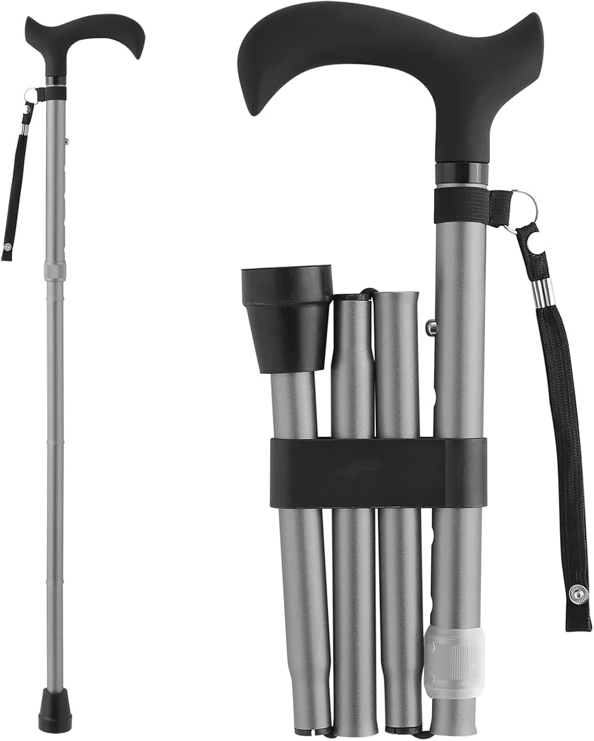 عصای پیاده روی - عصاهای تاشو قابل تنظیم برای مردان و زنان، عصا برای سالمندان و بزرگسالان