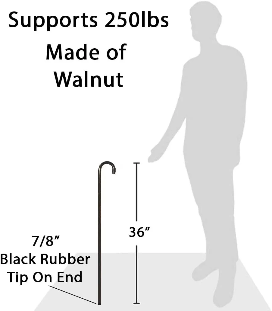 عصای چوبی دسته گرد Carex با روکش گردویی - عصای پیاده روی با نوک لاستیکی - عصای پیاده روی شیک و سنتی برای آقایان و بانوان، ارتفاع 91 سانتی متر، قطر 2.2 سانتی متر، مشکی، 2.2 سانتی متر عصای چوبی دسته گرد Carex با روکش گردویی - عصای پیاده روی با نوک لاستیکی - عصای پیاده روی شیک و سنتی برای آقایان و بانوان، ارتفاع 91 سانتی متر، قطر 2.2 سانتی متر، مشکی، 2.2 سانتی متر