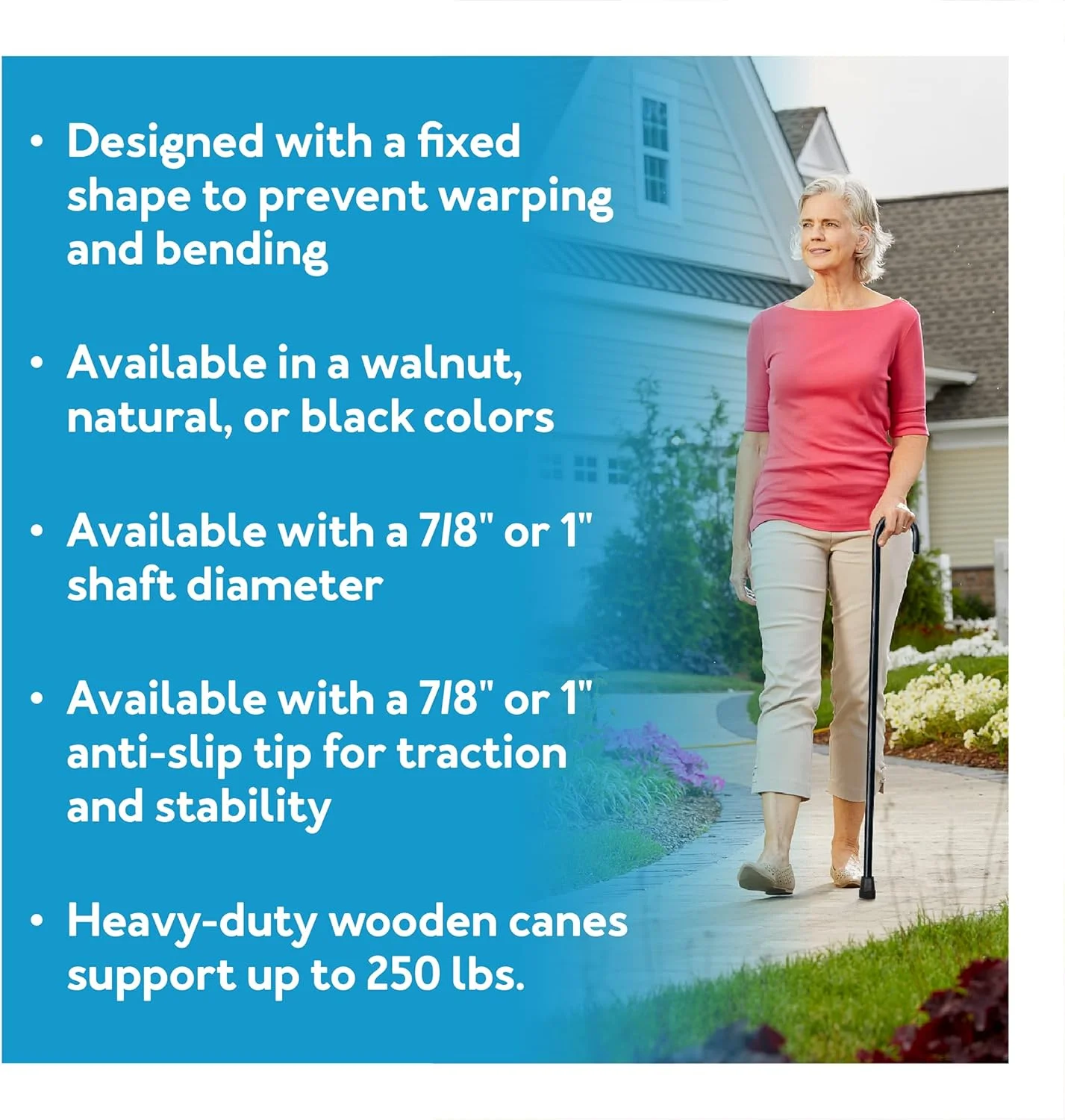 Carex Round Handle Wood Cane - Wooden Walking Cane with Rubber Tip - Fashionable, Traditional Style Walking Stick for Men and Women, 36 Inch Height, 1 Inch Diameter, Black