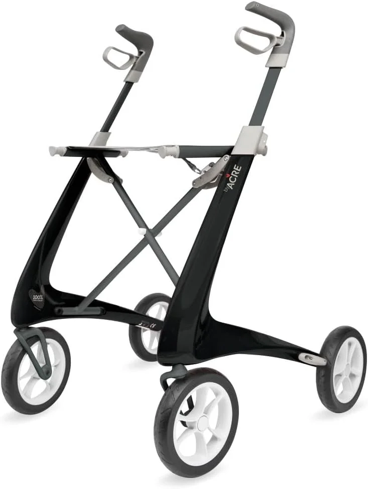 byACRE Carbon Ultralight Rollator Walker with Organizer Bag, Black, Regular Track byACRE Carbon Ultralight Rollator Walker with Organizer Bag, Black, Regular Track