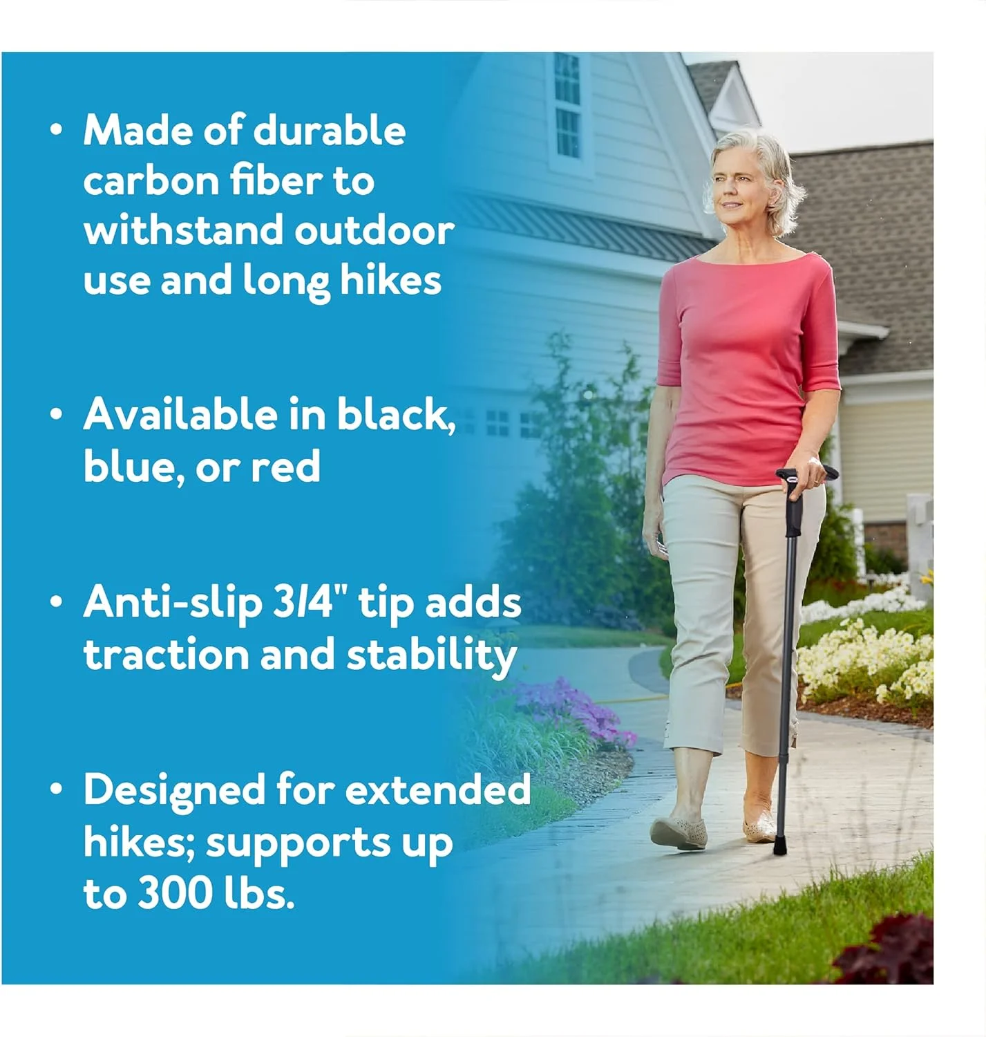 عصای پیاده روی Carex با دسته دوگانه برای آقایان و بانوان، مشکی عصای پیاده روی Carex با دسته دوگانه برای آقایان و بانوان، مشکی