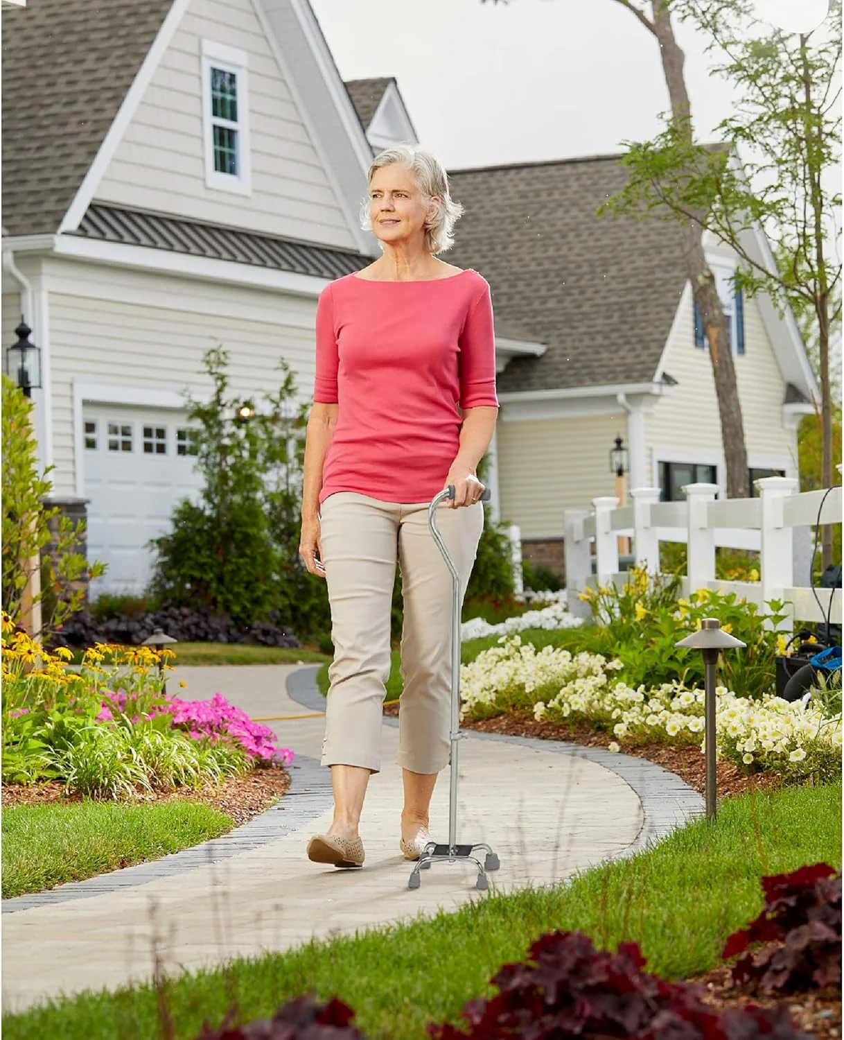 Carex Quad Cane with Small Base - Quad Walking Cane with Offset Cane Handle and Adjustable Height - 4 Tip Cane for Stability Carex Quad Cane with Small Base - Quad Walking Cane with Offset Cane Handle and Adjustable Height - 4 Tip Cane for Stability