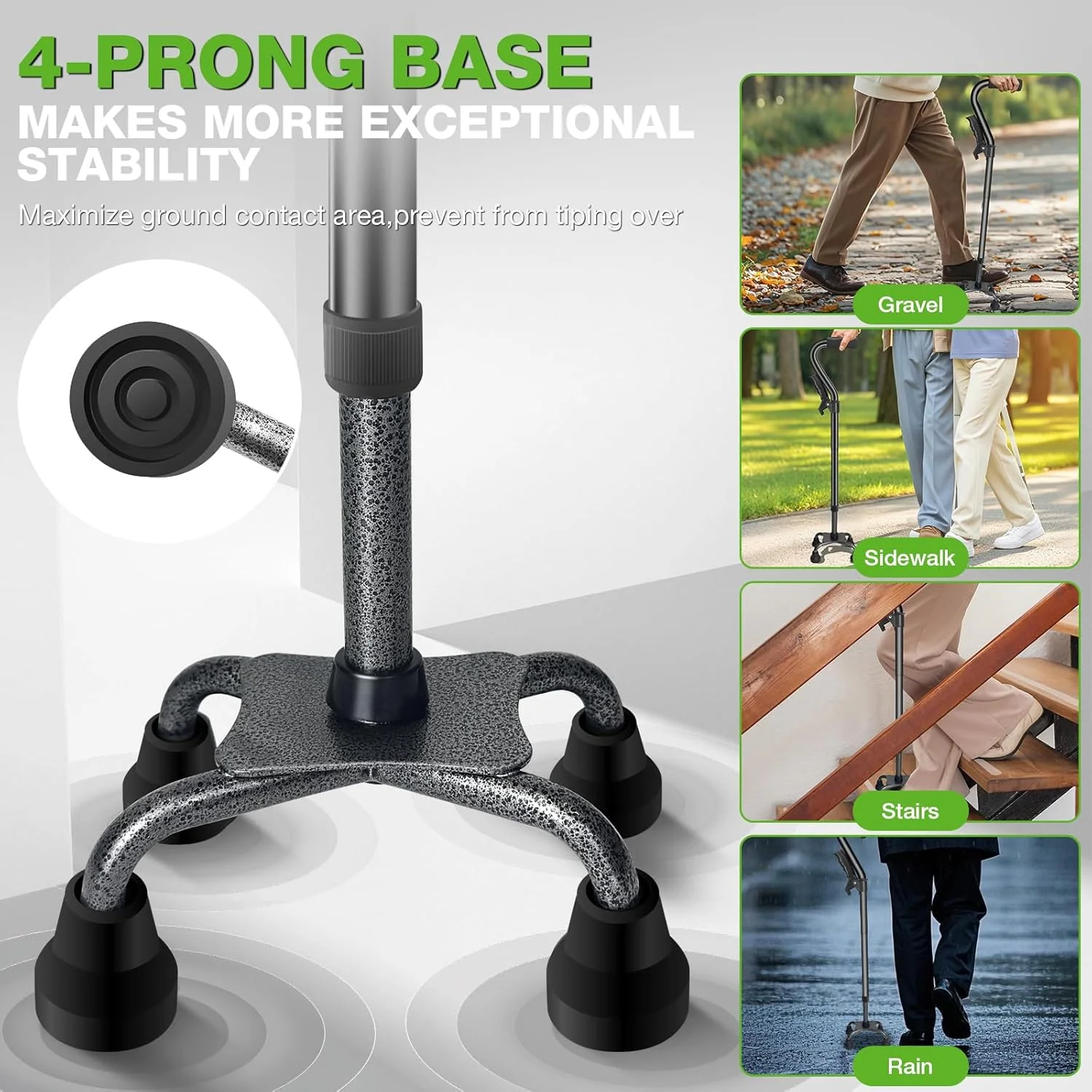 عصای پیاده روی Ciavca برای زنان و مردان، عصای چهارپایه تاشو قابل تنظیم، عصاهای پیاده روی سنگین برای تعادل سالمندان، تاشو، عصای خودایستای سبک وزن با دسته دوم و پایه 4 شاخه عصای پیاده روی Ciavca برای زنان و مردان، عصای چهارپایه تاشو قابل تنظیم، عصاهای پیاده روی سنگین برای تعادل سالمندان، تاشو، عصای خودایستای سبک وزن با دسته دوم و پایه 4 شاخه