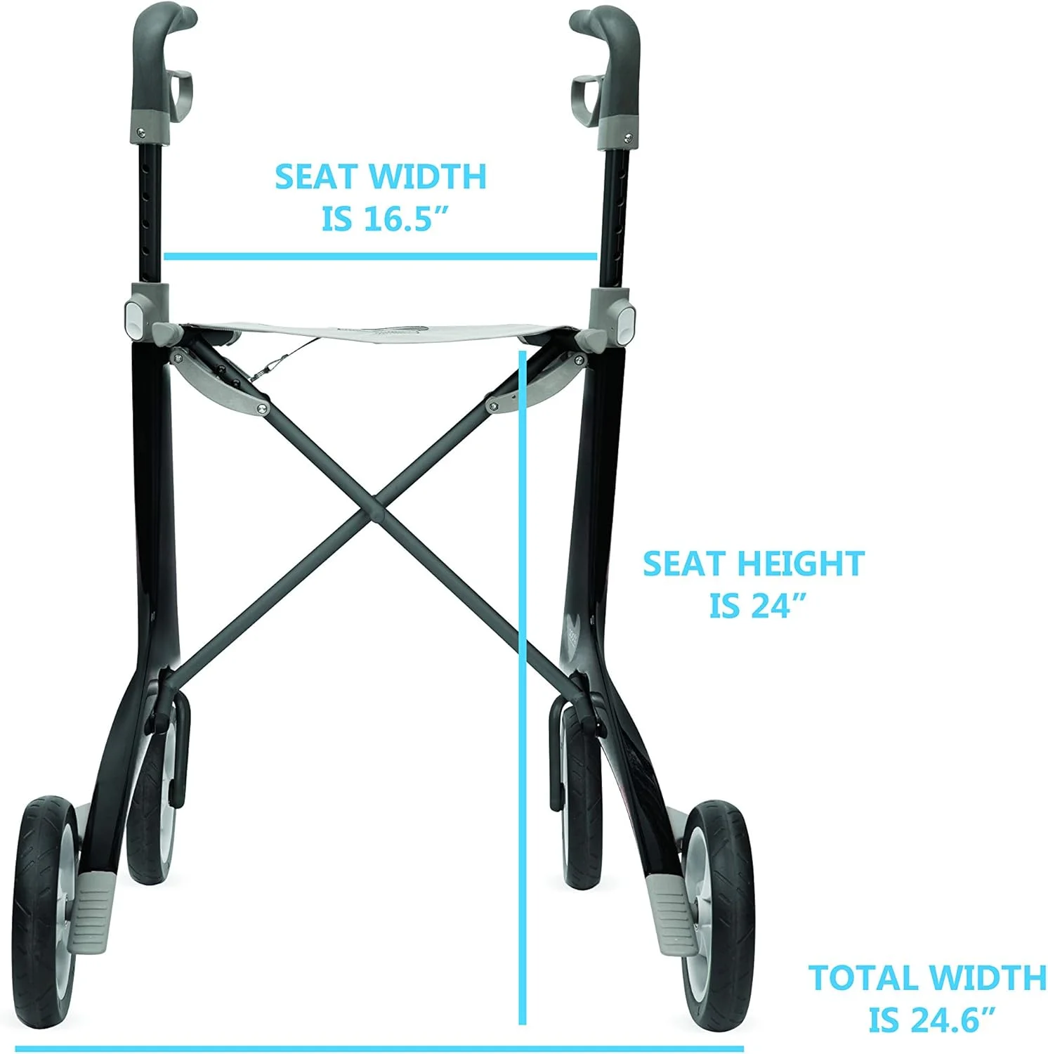 byACRE Carbon Ultralight Rollator Walker with Organizer Bag, Black, Regular Track byACRE Carbon Ultralight Rollator Walker with Organizer Bag, Black, Regular Track