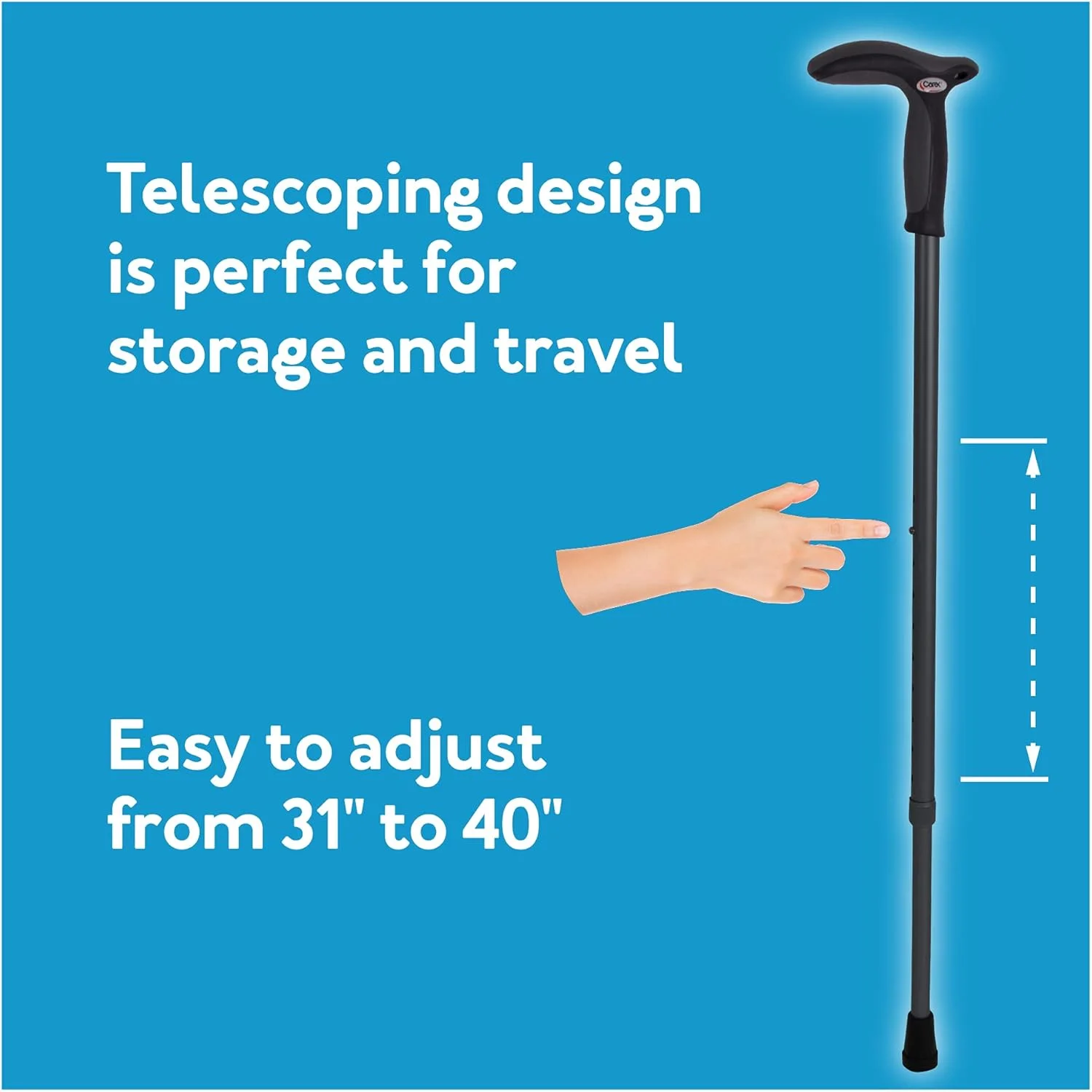 عصای پیاده روی Carex با دسته دوگانه برای آقایان و بانوان، مشکی عصای پیاده روی Carex با دسته دوگانه برای آقایان و بانوان، مشکی