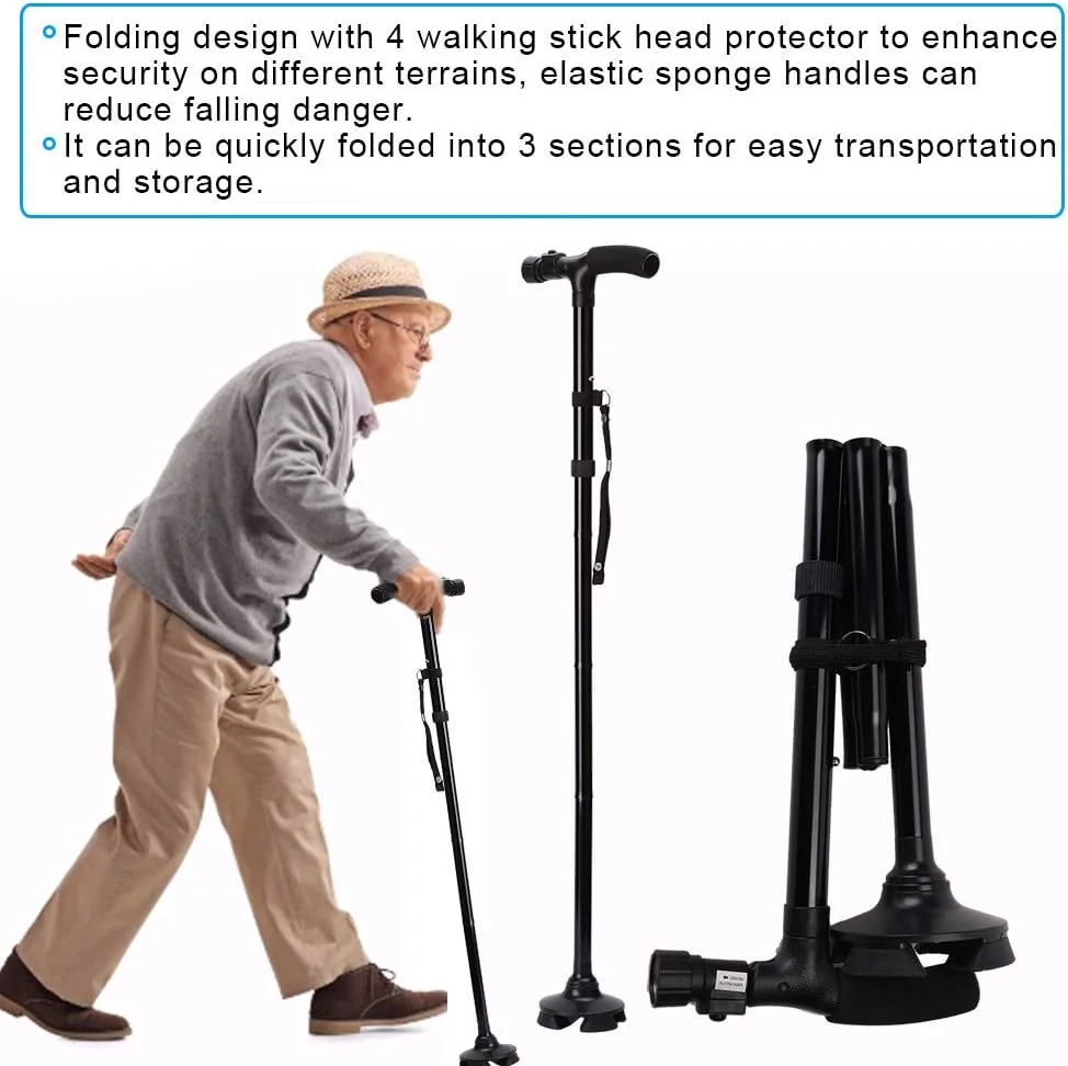 cersalt Collapsible Cane, Anti Shock Foldable Walking Stick, Balancing Mobility Aid for Elderly cersalt Collapsible Cane, Anti Shock Foldable Walking Stick, Balancing Mobility Aid for Elderly