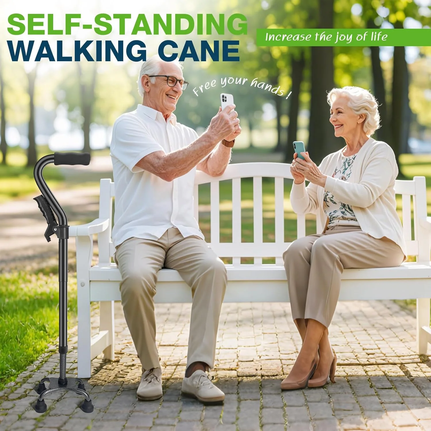 عصای پیاده روی Ciavca برای زنان و مردان، عصای چهارپایه تاشو قابل تنظیم، عصاهای پیاده روی سنگین برای تعادل سالمندان، تاشو، عصای خودایستای سبک وزن با دسته دوم و پایه 4 شاخه عصای پیاده روی Ciavca برای زنان و مردان، عصای چهارپایه تاشو قابل تنظیم، عصاهای پیاده روی سنگین برای تعادل سالمندان، تاشو، عصای خودایستای سبک وزن با دسته دوم و پایه 4 شاخه