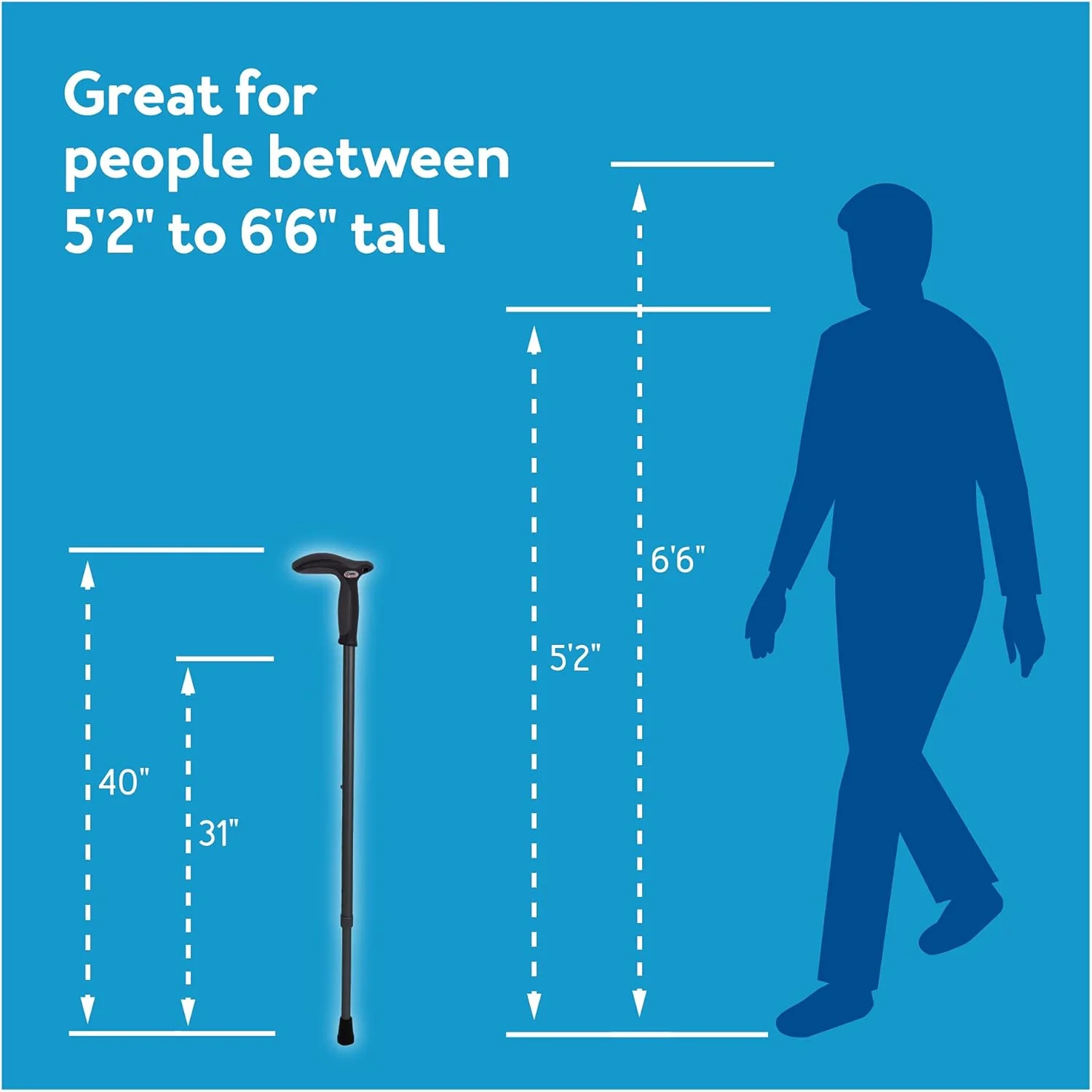 عصای پیاده روی Carex با دسته دوگانه برای آقایان و بانوان، مشکی عصای پیاده روی Carex با دسته دوگانه برای آقایان و بانوان، مشکی