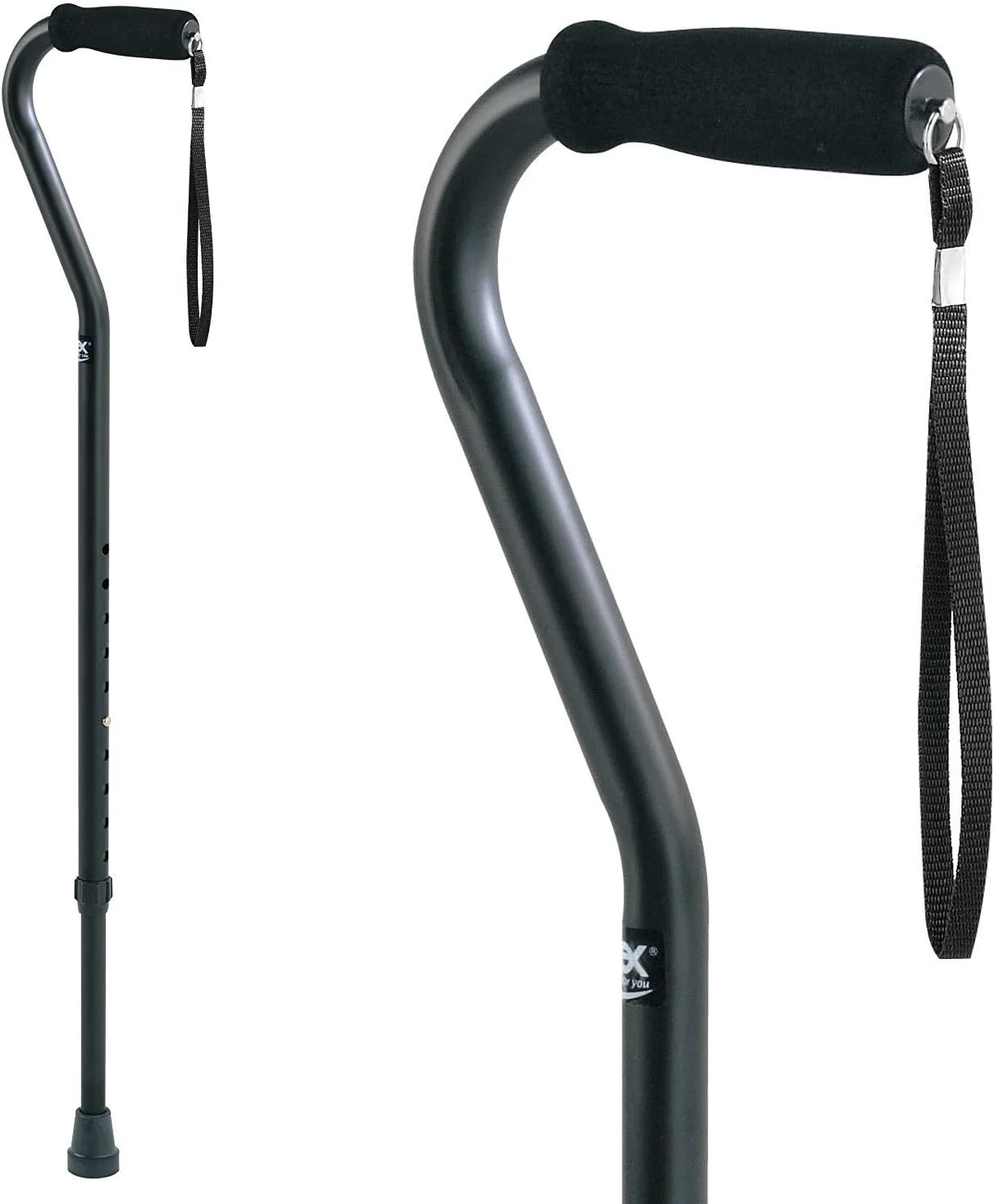 عصای پیاده روی طرح دار Carex Health Brands، عصای قابل تنظیم ارتفاع با بند مچ دست، دسته نرم با کوسن بدون لاتکس، تحمل وزن تا 113 کیلوگرم، مشکی عصای پیاده روی طرح دار Carex Health Brands، عصای قابل تنظیم ارتفاع با بند مچ دست، دسته نرم با کوسن بدون لاتکس، تحمل وزن تا 113 کیلوگرم، مشکی