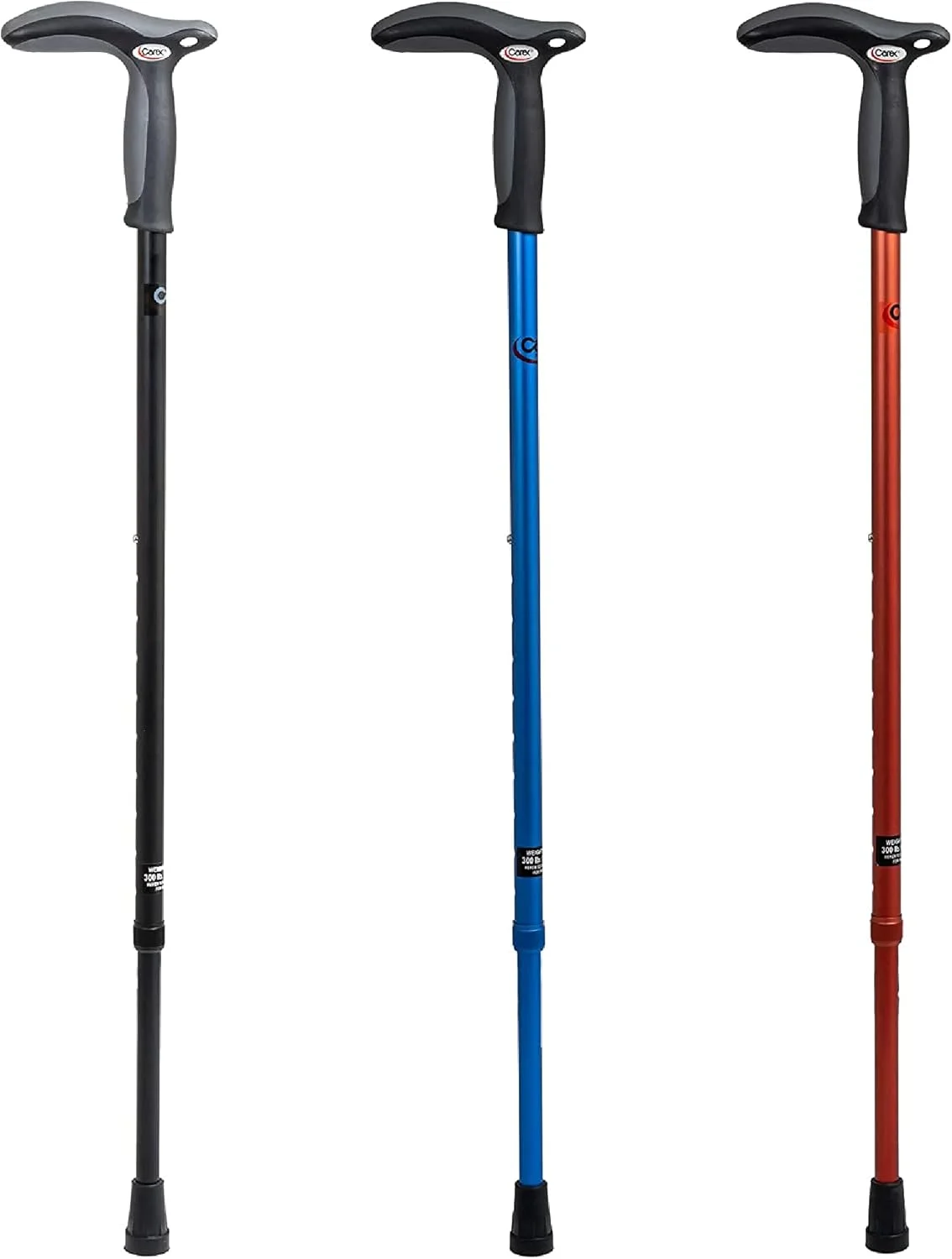 عصای پیاده روی Carex با دسته دوگانه برای آقایان و بانوان، مشکی عصای پیاده روی Carex با دسته دوگانه برای آقایان و بانوان، مشکی