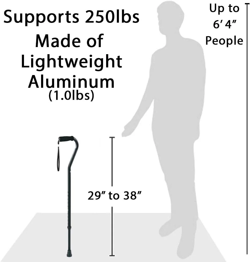 عصای پیاده روی طرح دار Carex Health Brands، عصای قابل تنظیم ارتفاع با بند مچ دست، دسته نرم با کوسن بدون لاتکس، تحمل وزن تا 113 کیلوگرم، مشکی عصای پیاده روی طرح دار Carex Health Brands، عصای قابل تنظیم ارتفاع با بند مچ دست، دسته نرم با کوسن بدون لاتکس، تحمل وزن تا 113 کیلوگرم، مشکی
