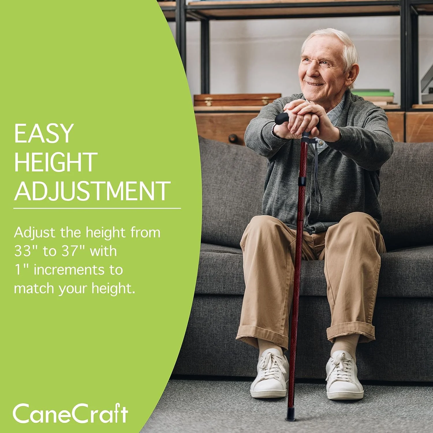 عصای تاشو فیبر کربنی CaneCraft برای آقایان و بانوان - عصای پیاده روی فوق سبک، تاشو و با قابلیت تنظیم ارتفاع عصای تاشو فیبر کربنی CaneCraft برای آقایان و بانوان - عصای پیاده روی فوق سبک، تاشو و با قابلیت تنظیم ارتفاع