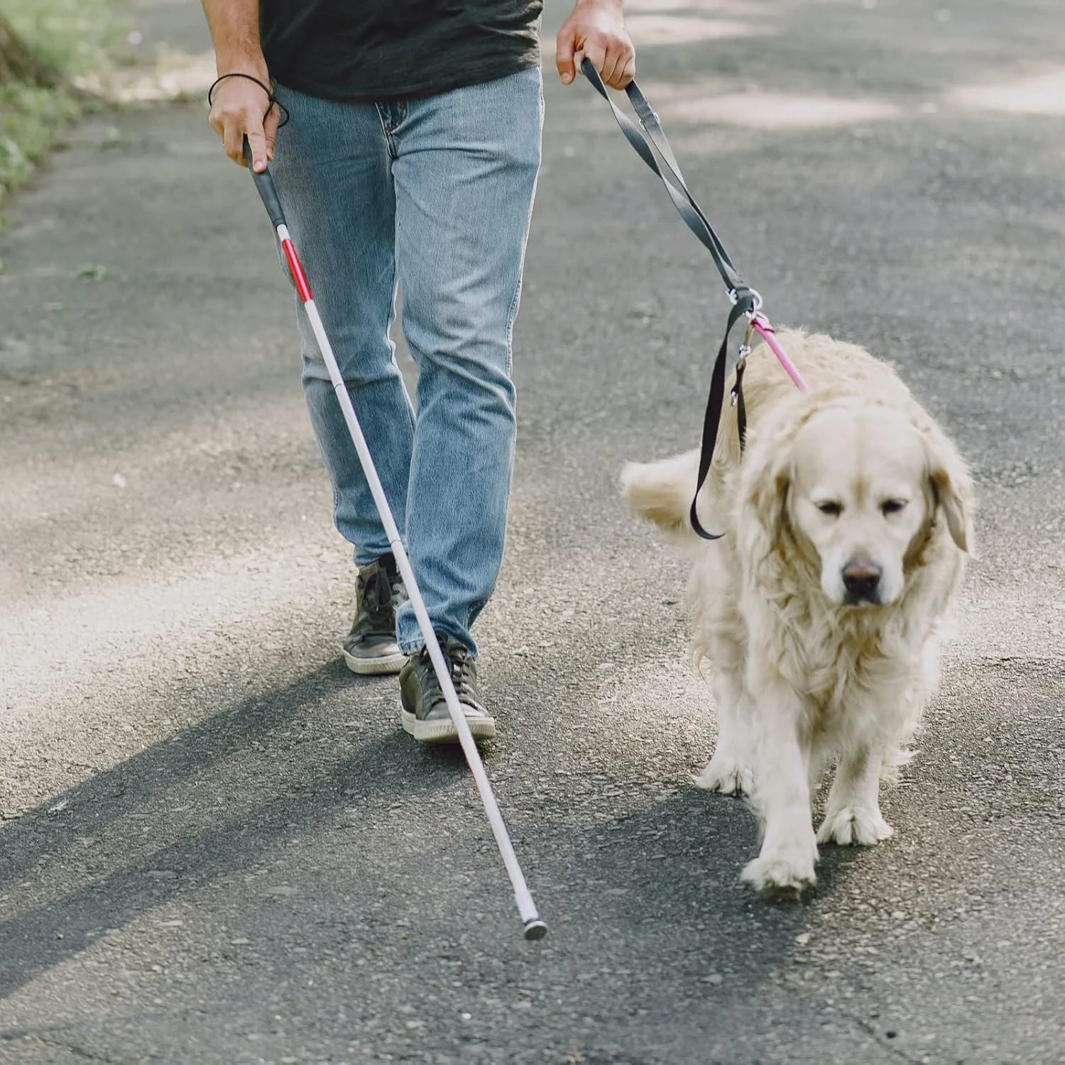 عصای نابینایان تاشو BXUDYEM با نوار بازتابنده قرمز برای افراد نابینا و کم بینا، عصای آلومینیومی تاشو 48 اینچی ضد لغزش عصای نابینایان تاشو BXUDYEM با نوار بازتابنده قرمز برای افراد نابینا و کم بینا، عصای آلومینیومی تاشو 48 اینچی ضد لغزش