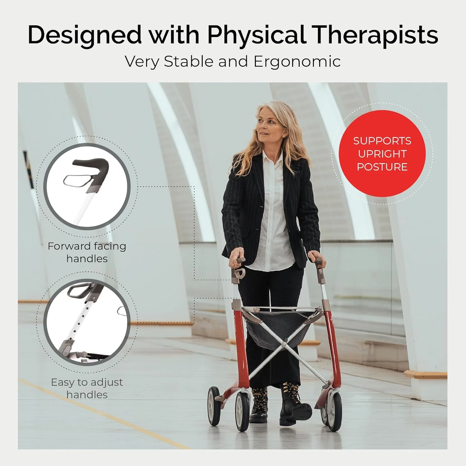 رولیتور کربنی فوق سبک byACRE - سبک‌ترین رولیتور کربنی جهان - فقط 4.8 کیلوگرم | مناسب برای استفاده در داخل و خارج از منزل | تاشو با صندلی و حمل آسان (آبی صبحگاهی، سایز کوچک)