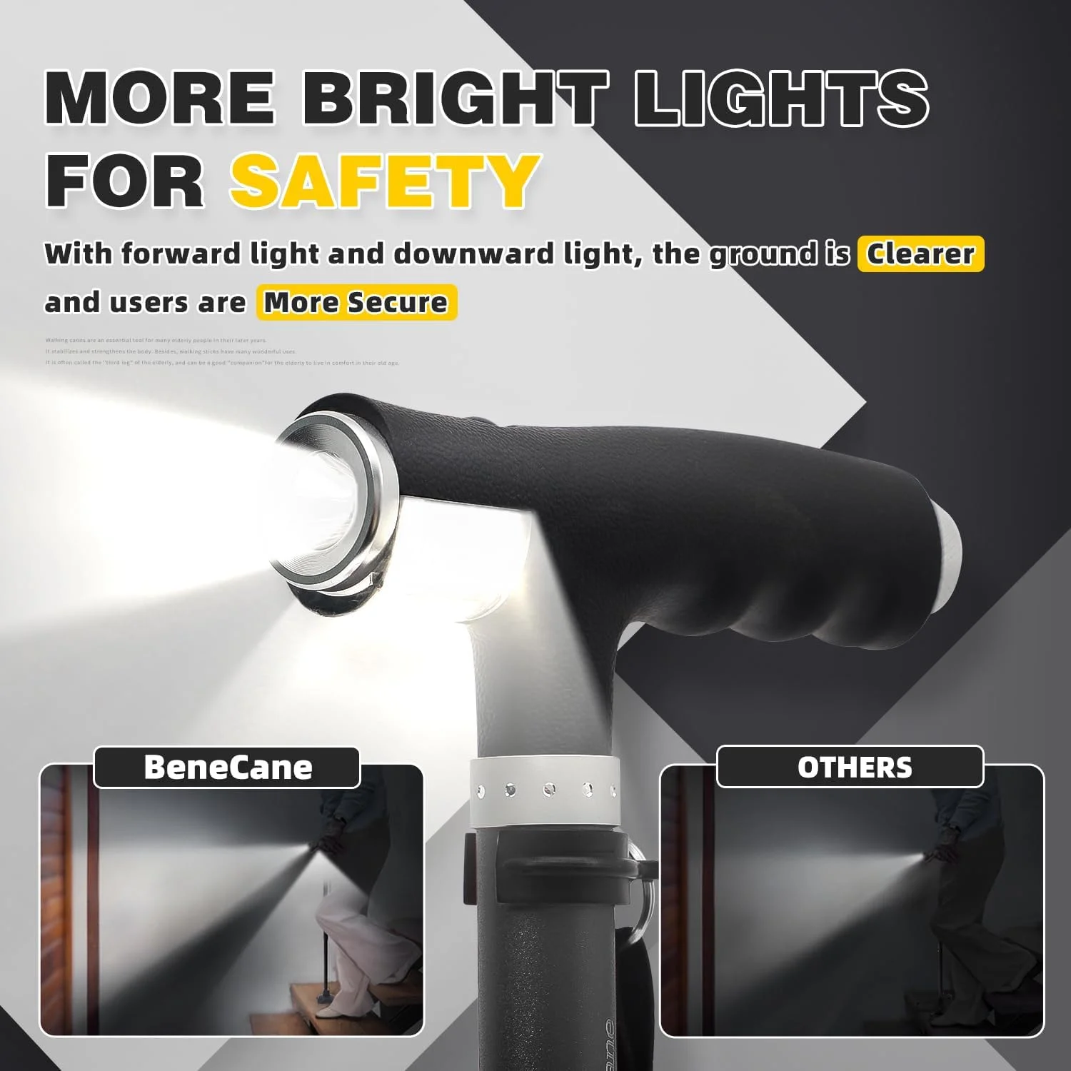 عصای پیاده روی BeneCane برای زنان، عصای تاشو برای مردان با دو چراغ ال ای دی، عصای چهار پایه با پایه پایدار، عصای پیاده روی سبک و قابل تنظیم عصای پیاده روی BeneCane برای زنان، عصای تاشو برای مردان با دو چراغ ال ای دی، عصای چهار پایه با پایه پایدار، عصای پیاده روی سبک و قابل تنظیم