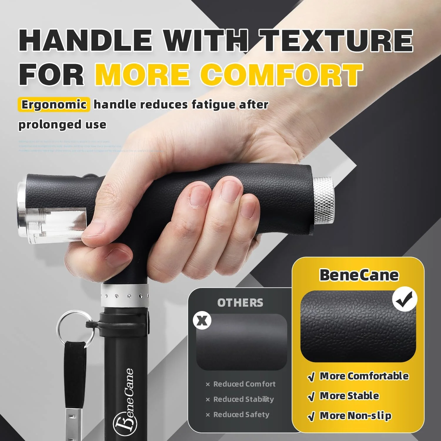 عصای پیاده روی BeneCane برای زنان، عصای تاشو برای مردان با دو چراغ ال ای دی، عصای چهار پایه با پایه پایدار، عصای پیاده روی سبک و قابل تنظیم عصای پیاده روی BeneCane برای زنان، عصای تاشو برای مردان با دو چراغ ال ای دی، عصای چهار پایه با پایه پایدار، عصای پیاده روی سبک و قابل تنظیم