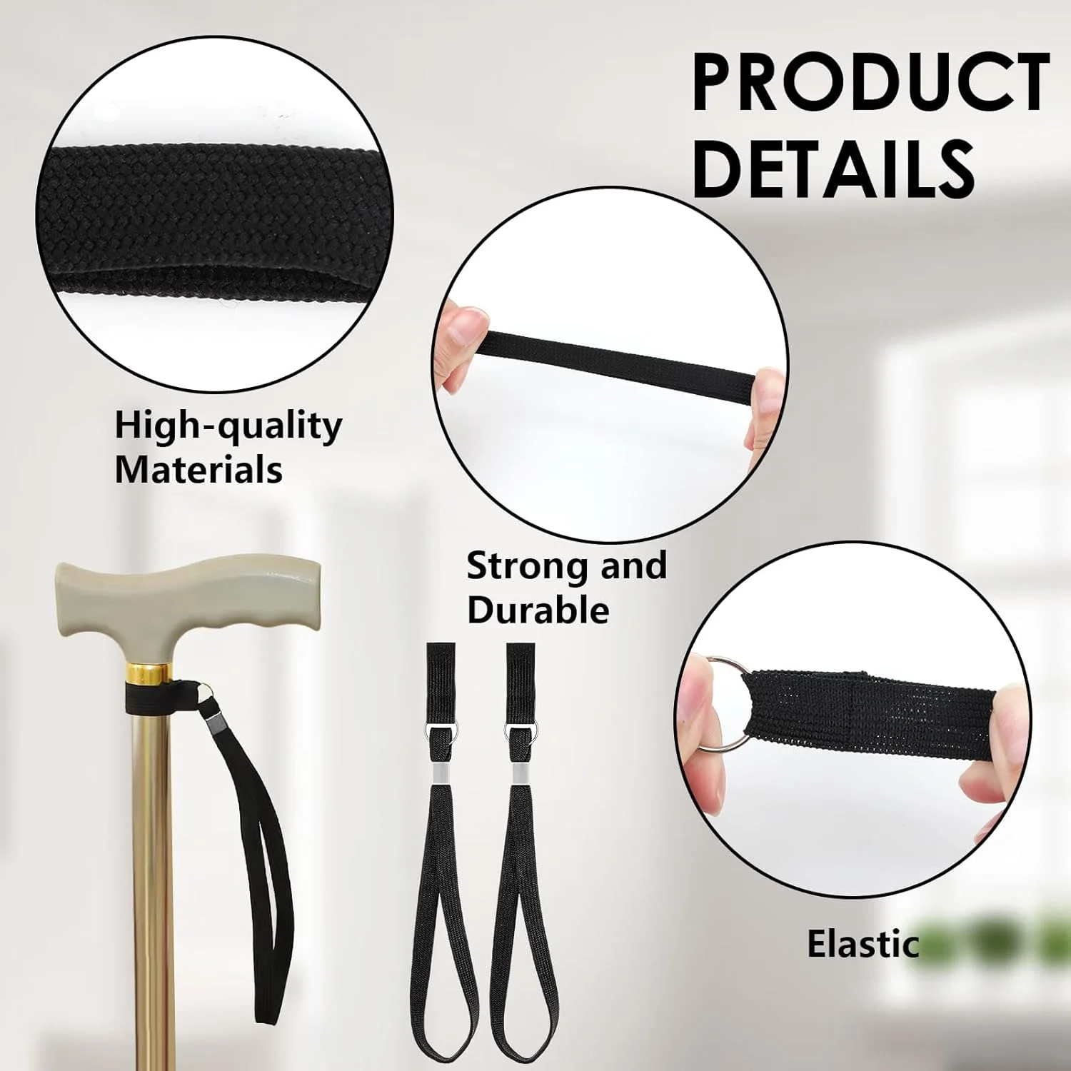 مچ بند عصا BIVOFU، بند مچ برای عصاهای پیاده روی - لوازم جانبی برای عصا زیر بغل و عصا - طراحی محکم و قابل تنظیم - ایده آل برای سالمندان و معلولین