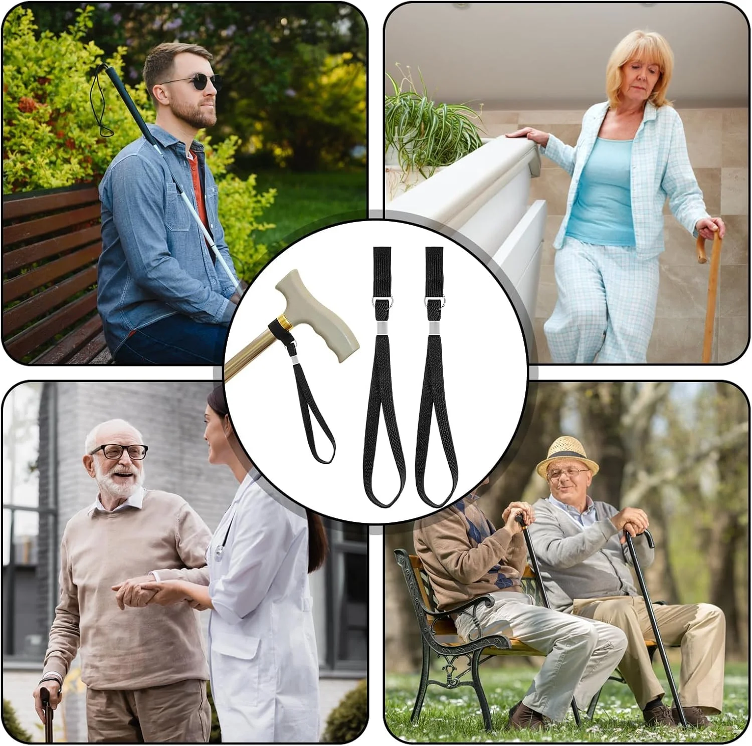 مچ بند عصا BIVOFU، بند مچ برای عصاهای پیاده روی - لوازم جانبی برای عصا زیر بغل و عصا - طراحی محکم و قابل تنظیم - ایده آل برای سالمندان و معلولین