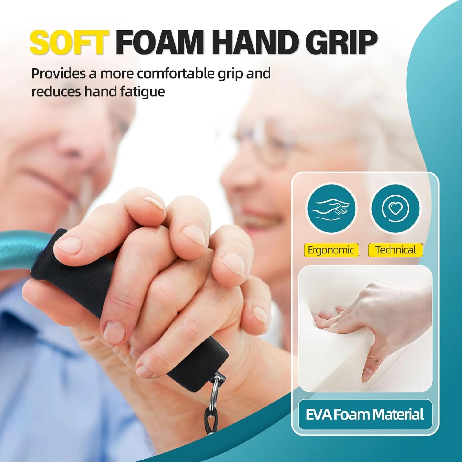 عصای پیاده روی BeneCane، عصای قابل تنظیم با دسته نرم و بالشتکی برای مردان و زنان، سبک وزن، راحت، با پایه ثبات بیشتر، کمک حرکتی برای مردان، زنان و سالمندان